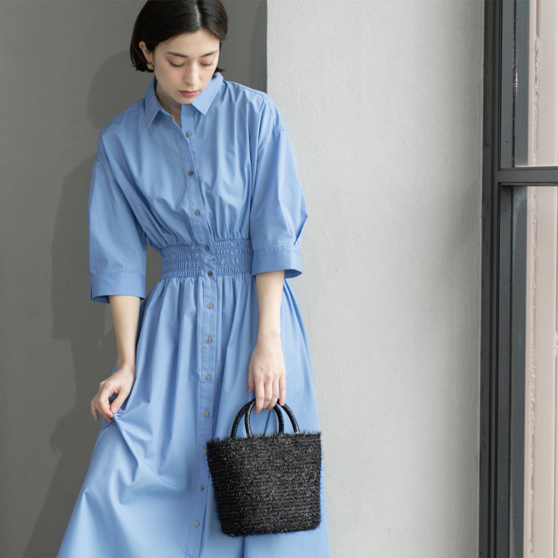 OPAQUE.CLIP「《5色展開》フィット＆フレアシャツワンピース【洗濯機洗い可】」|ワンピース|