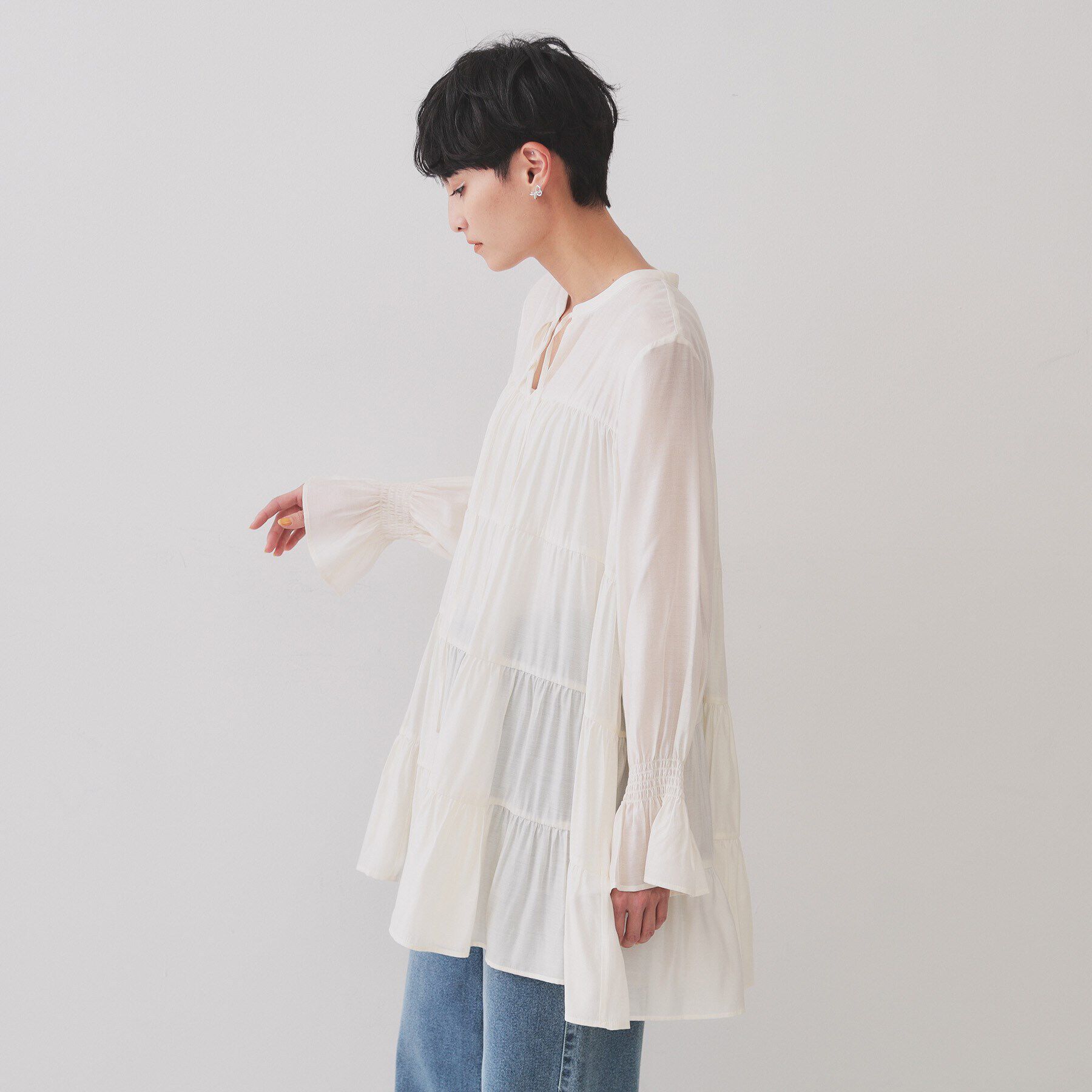 OPAQUE.CLIP「ティアードチュニックブラウス【洗濯機洗い可】」|チュニック|