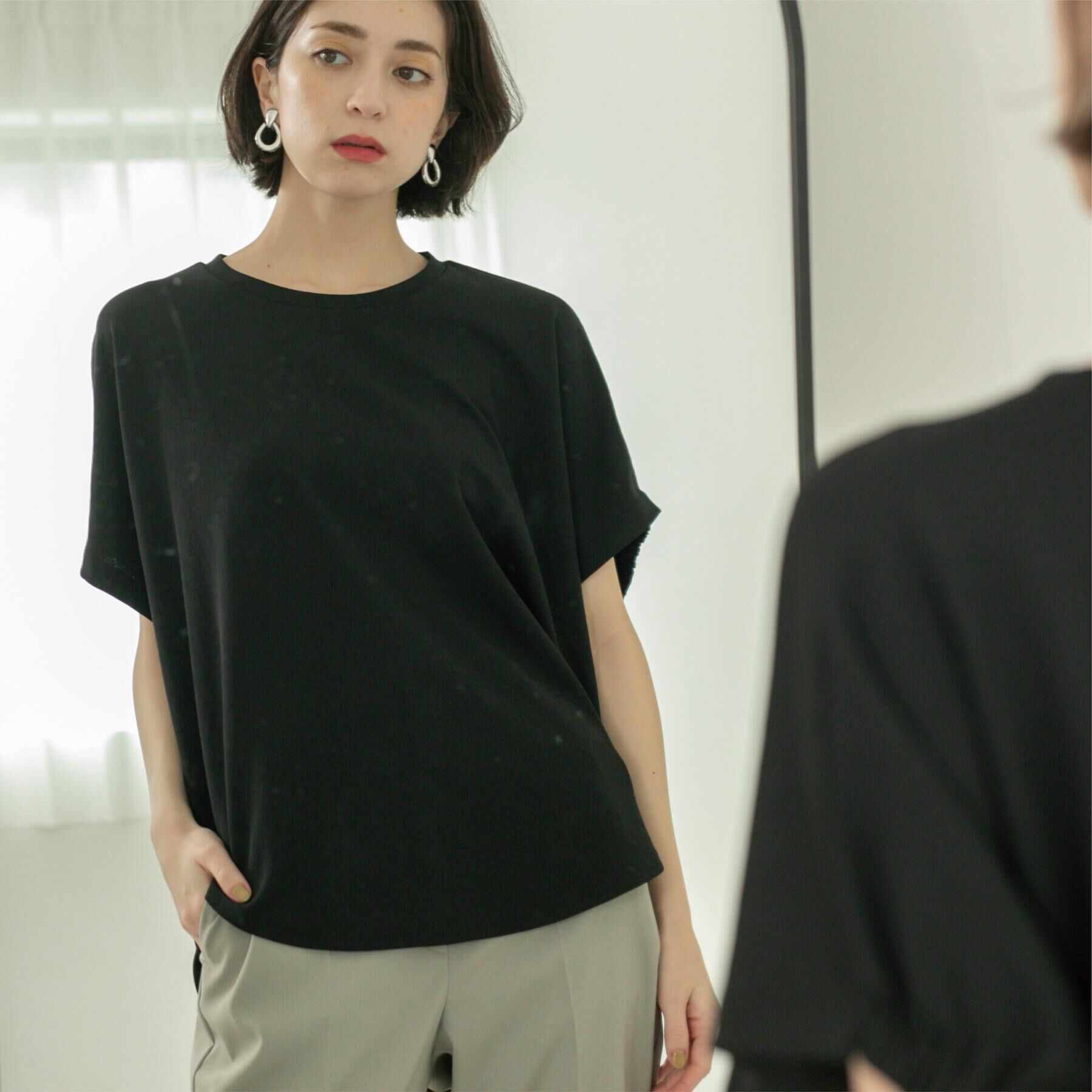 OPAQUE.CLIP「リラクシードルマンスリーブトップス【UV/吸水速乾/洗濯機洗い可】」|Tシャツ・カットソー|