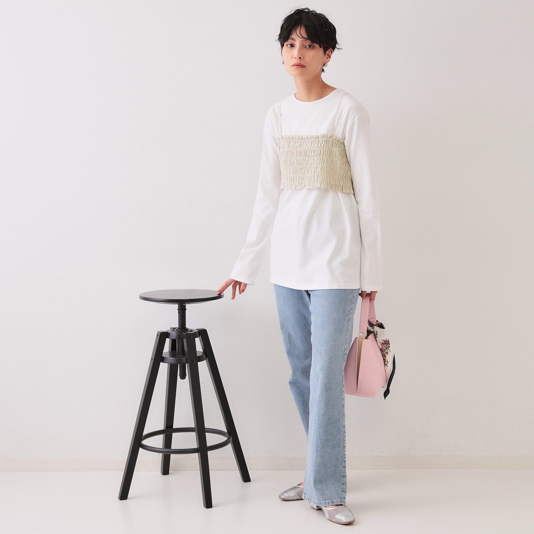 OPAQUE.CLIP「《ツインセット》シャーリングビスチェ&times;ロングTシャツ【洗濯機洗い可】」|その他|