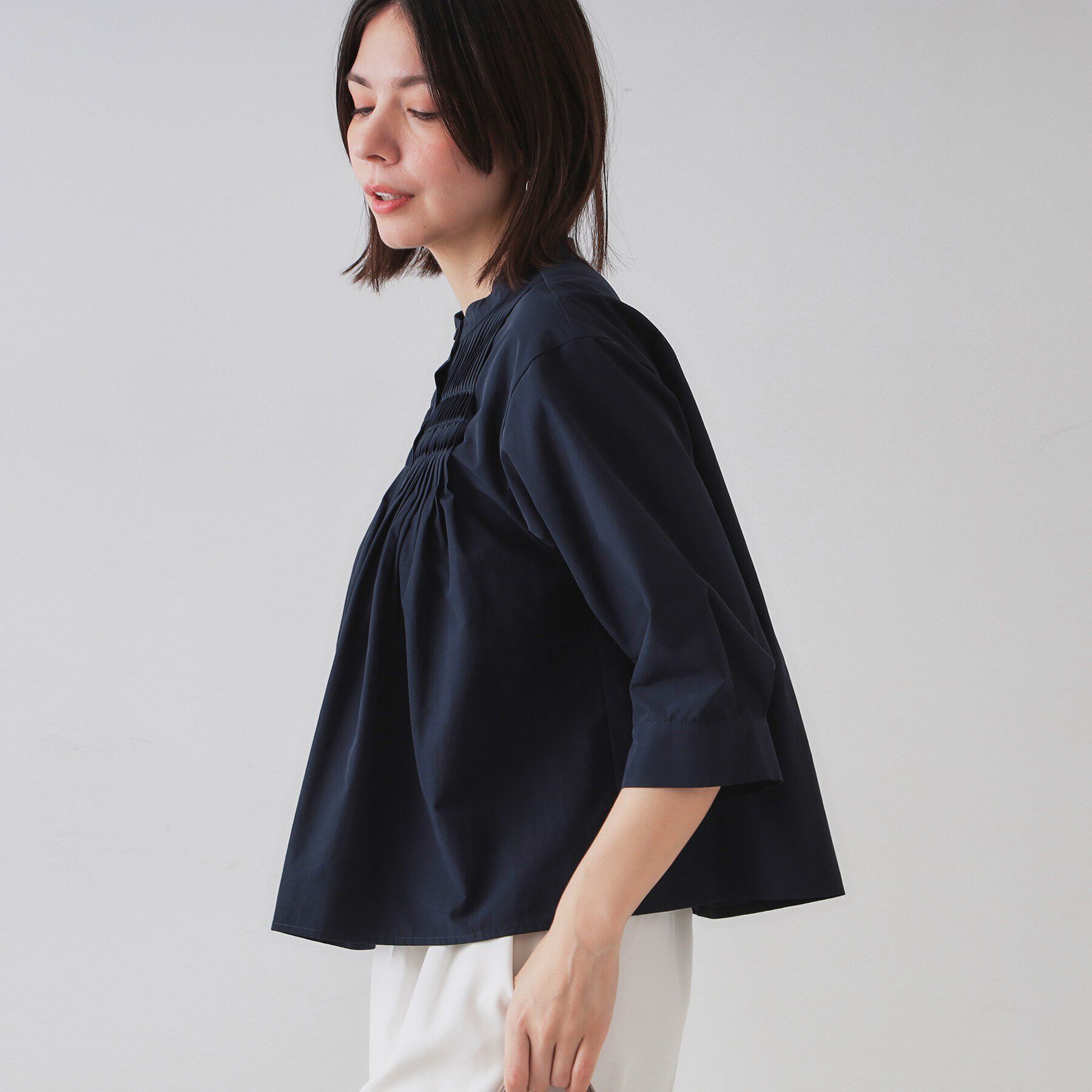 OPAQUE.CLIP「ピンタックフレアシャツ【洗濯機洗い可】」|シャツ・ブラウス|