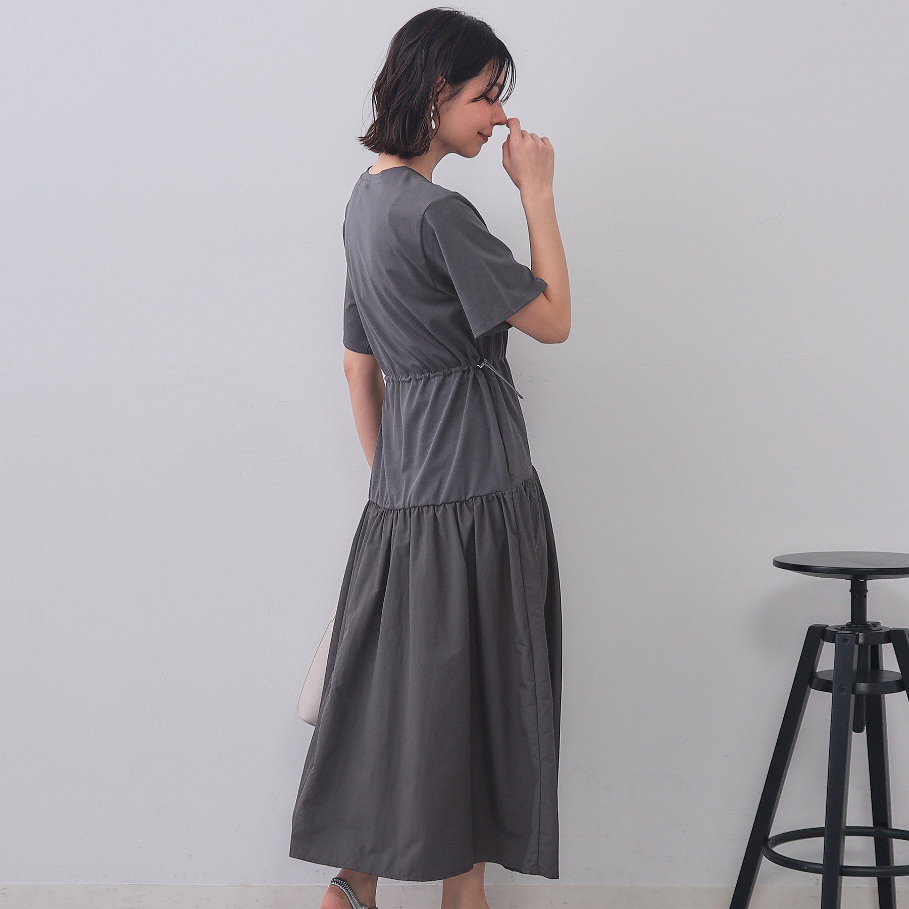 OPAQUE.CLIP「フィット＆フレアドッキングワンピース【洗濯機洗い可】」|ワンピース|