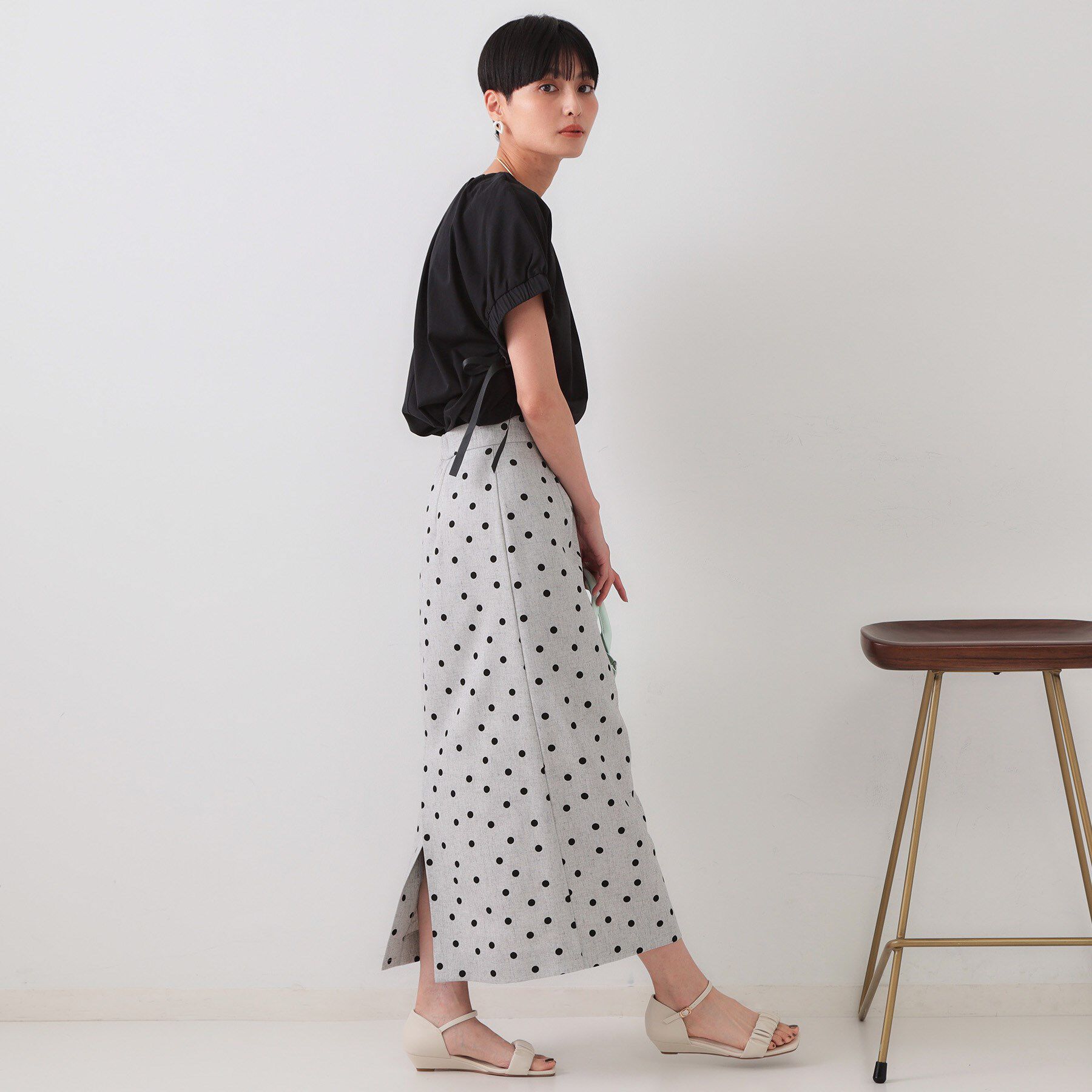 OPAQUE.CLIP「サイドリボンチュニックトップス【洗濯機洗い可】」|Tシャツ・カットソー|