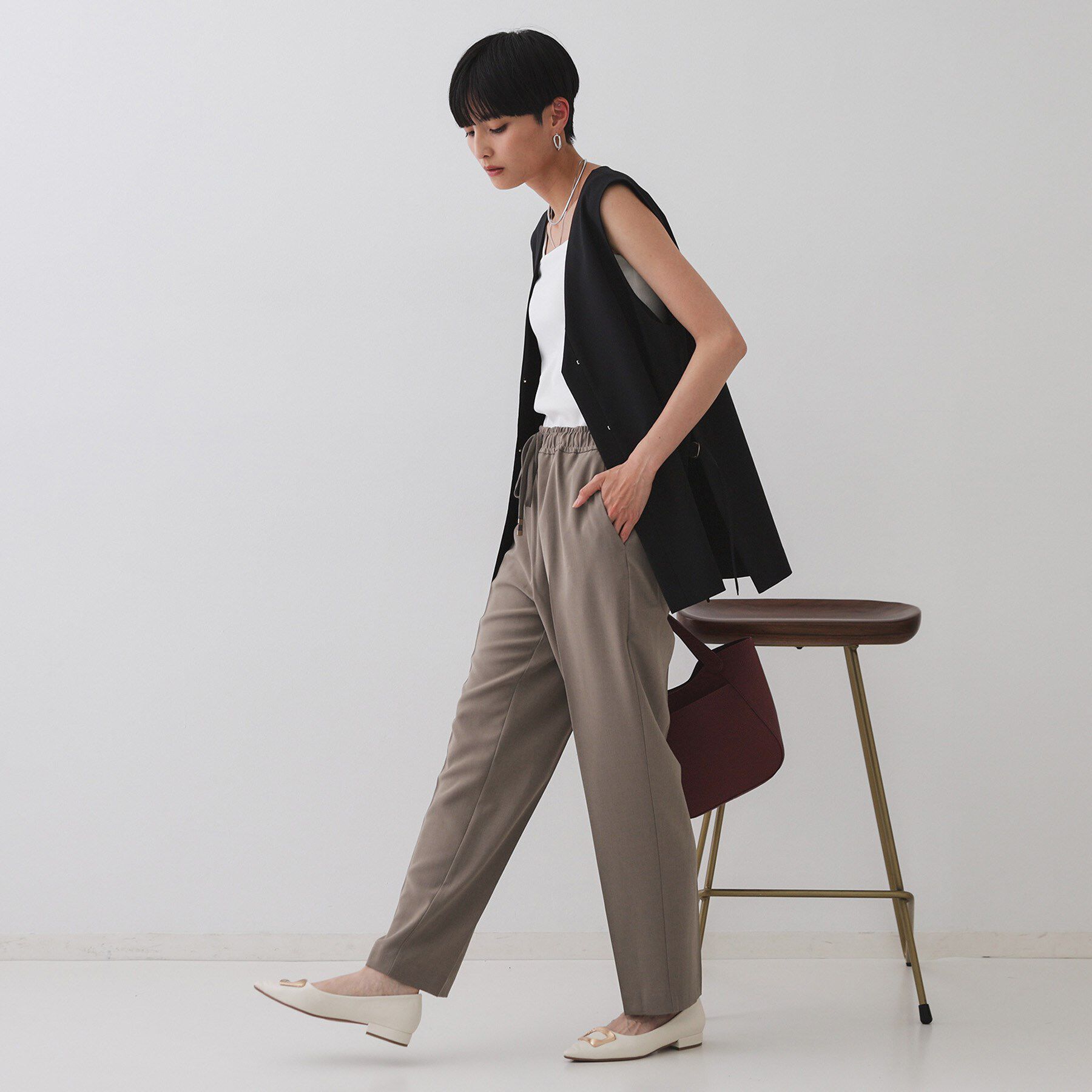 OPAQUE.CLIP「美脚イージーテーパードパンツ【防シワ/洗濯機洗い可/抗ピル/ストレッチ】《丈が選べる/SS-LLサイ」|その他|