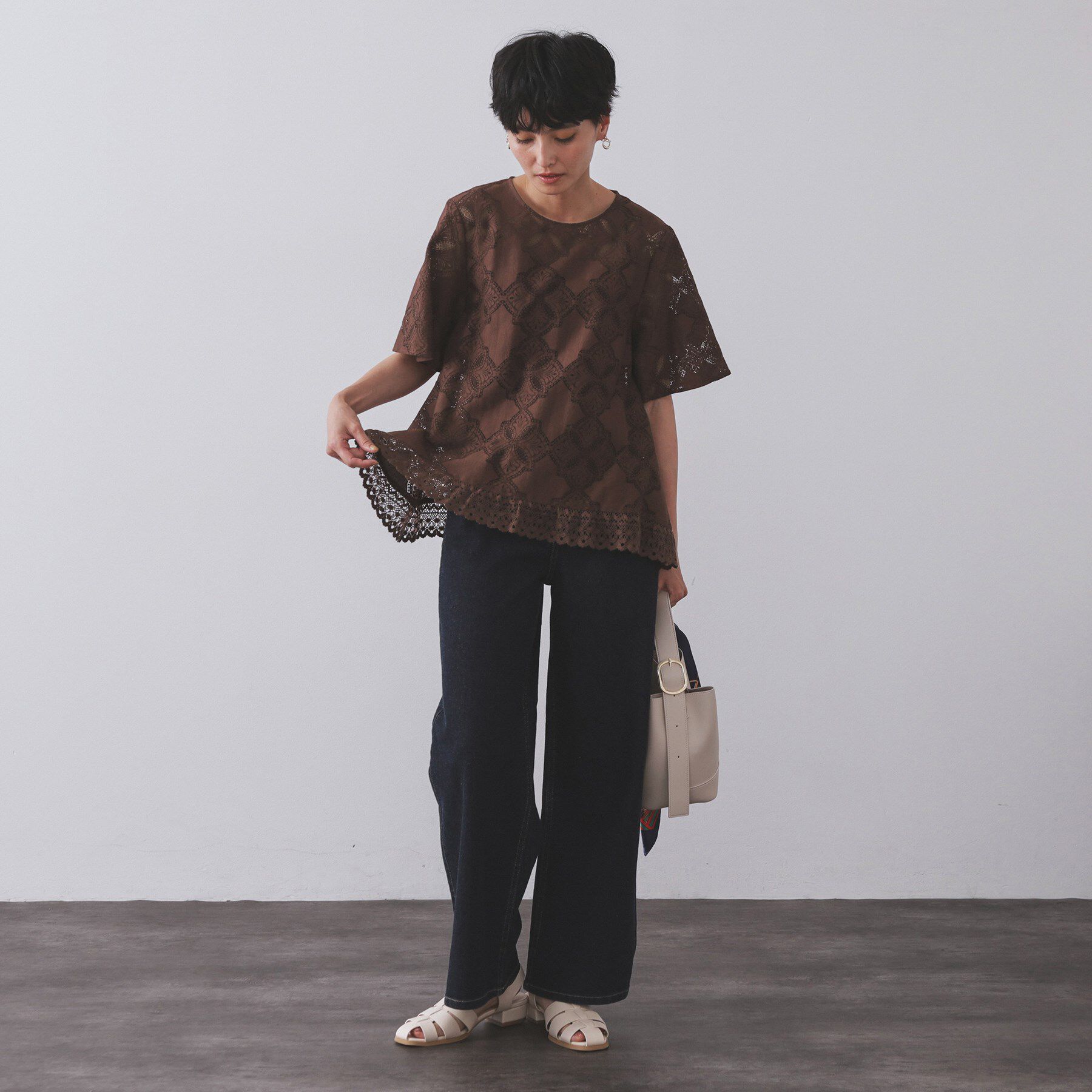 OPAQUE.CLIP「レースフレアブラウス【洗濯機洗い可】」|シャツ・ブラウス|