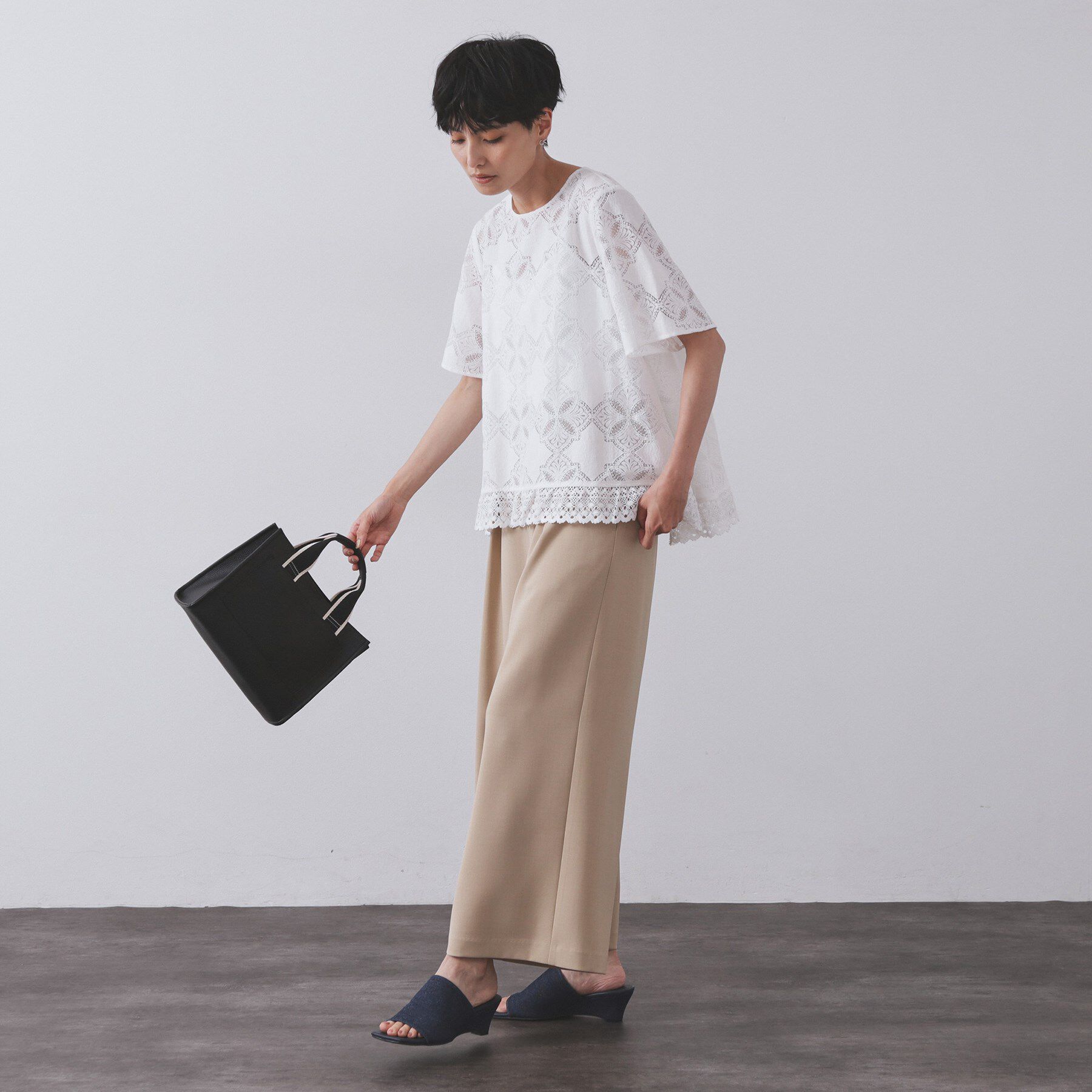 OPAQUE.CLIP「レースフレアブラウス【洗濯機洗い可】」|シャツ・ブラウス|