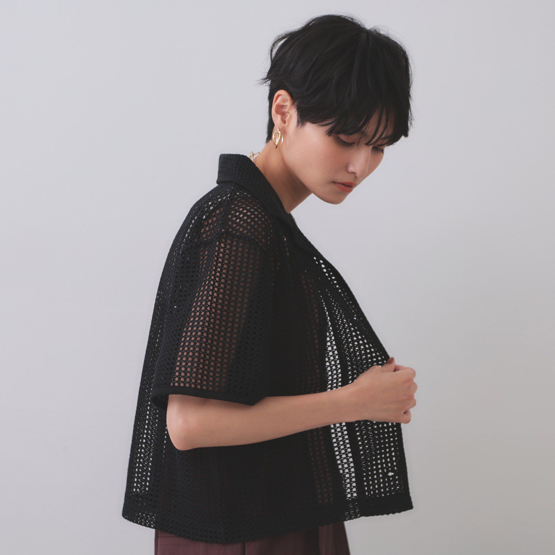 OPAQUE.CLIP「メッシュ開襟シャツ【洗濯機洗い可】」|シャツ・ブラウス|