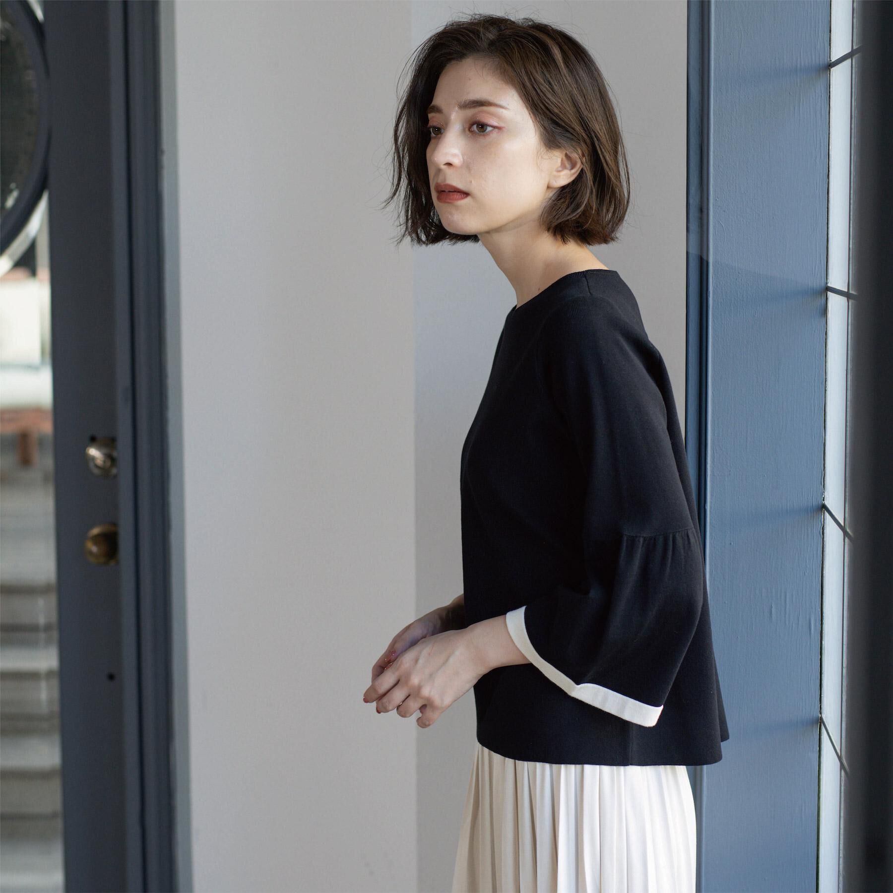 OPAQUE.CLIP「配色フレアスリーブニット【UVケア/洗濯機OK】」|ニット・セーター|