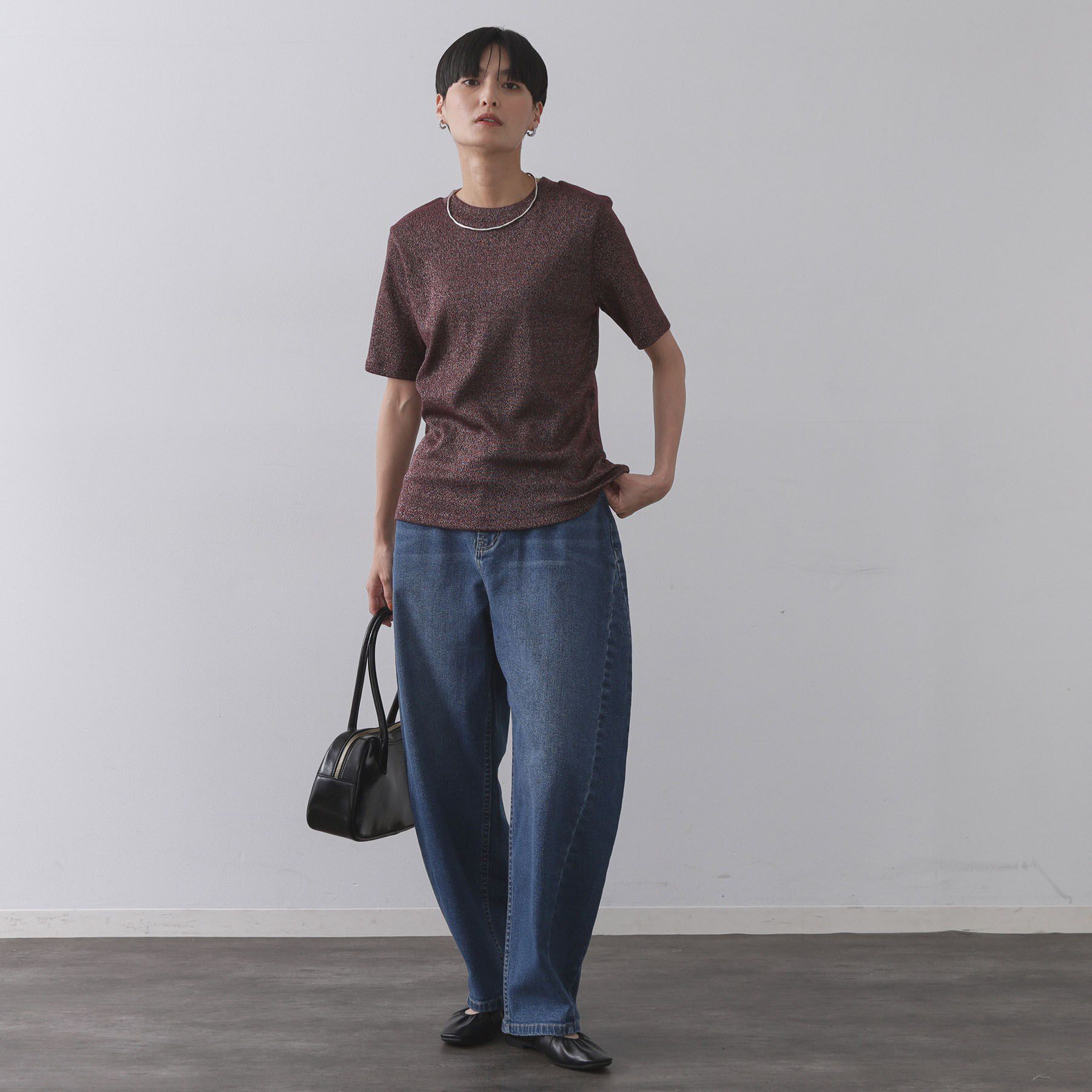 OPAQUE.CLIP「ラメリブカットソー【洗濯機洗い可】」|Tシャツ・カットソー|