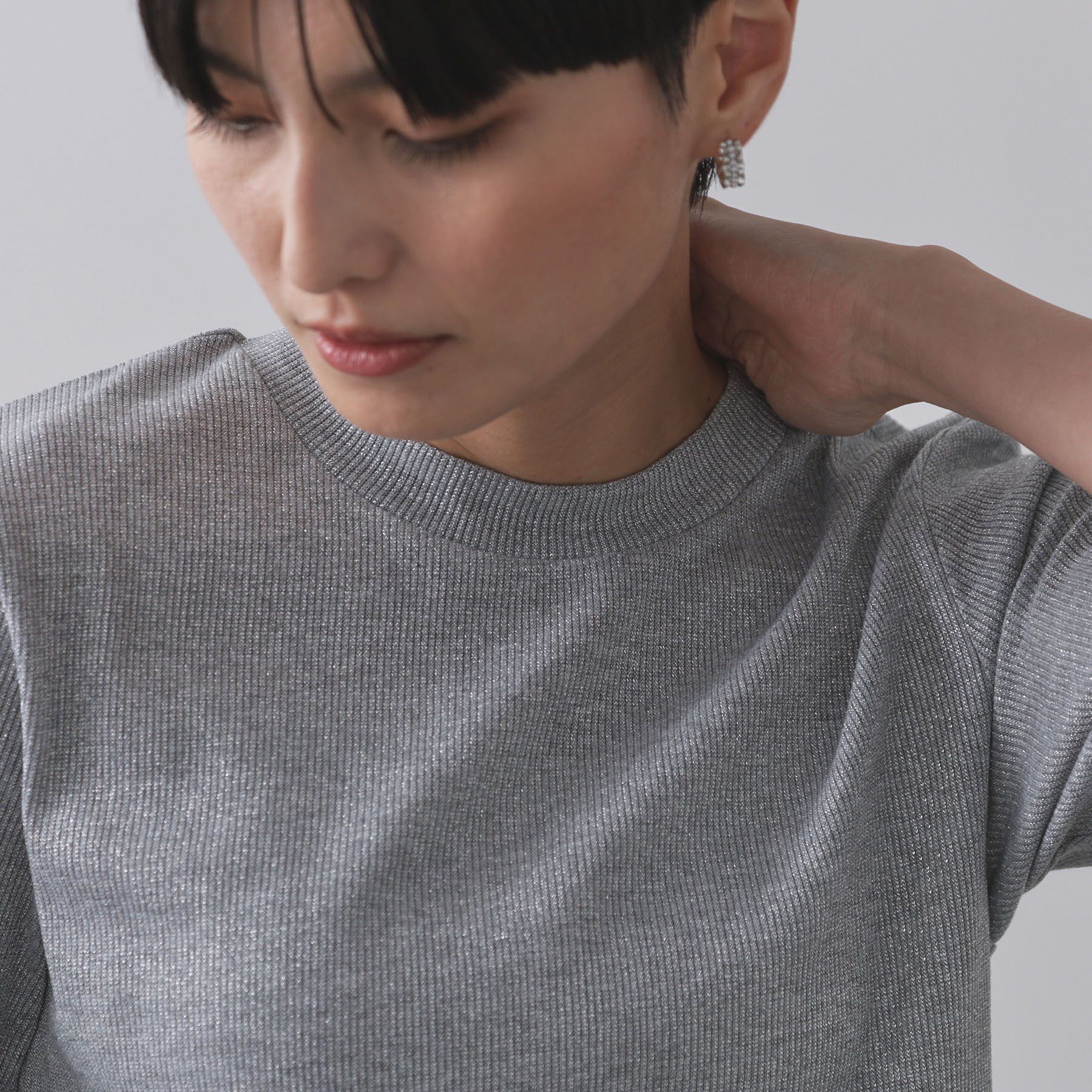 OPAQUE.CLIP「ラメリブカットソー【洗濯機洗い可】」|Tシャツ・カットソー|