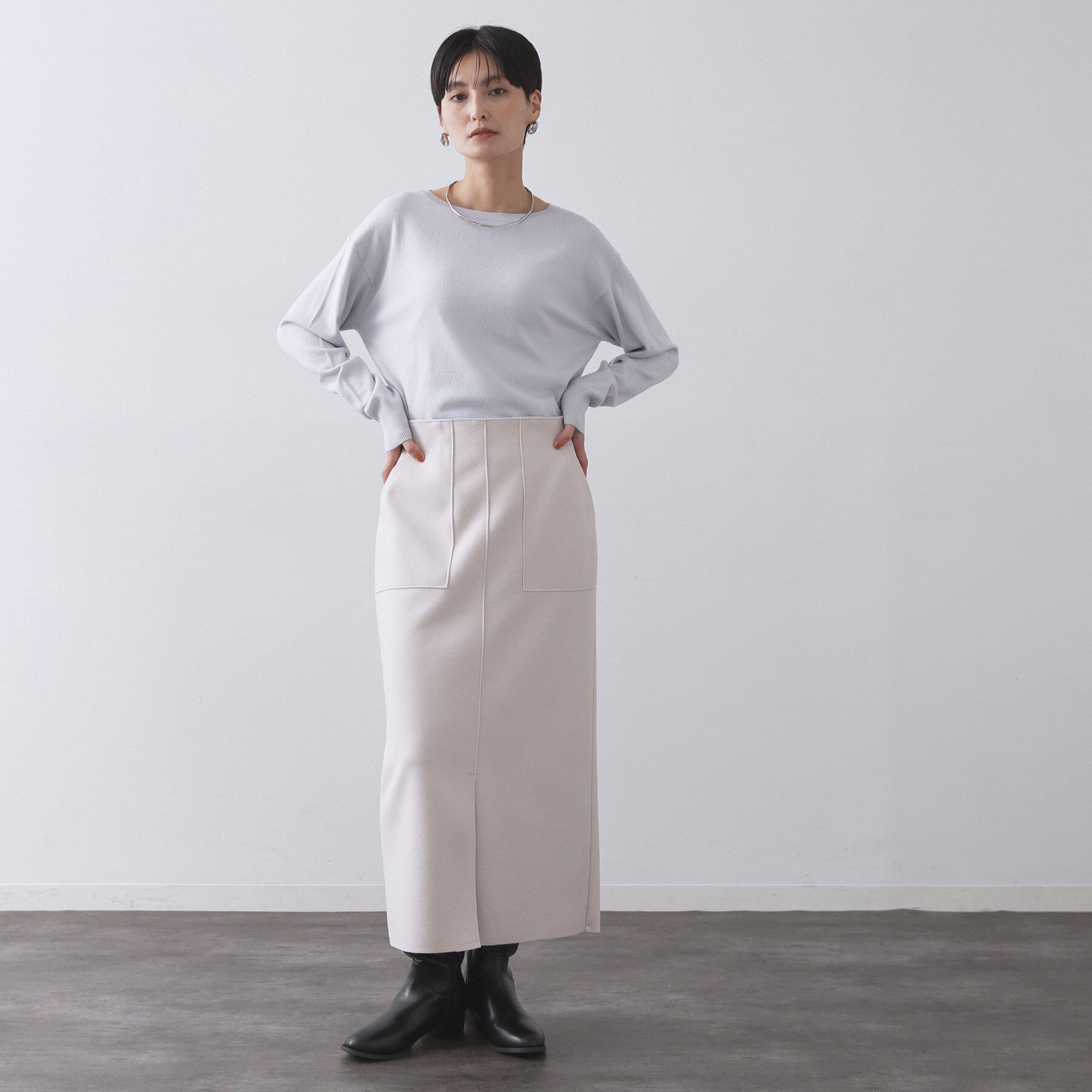 OPAQUE.CLIP「ボートネックニット/エクストラファインメリノウール【THEシリーズ/洗濯機OK】」|ニット・セーター|