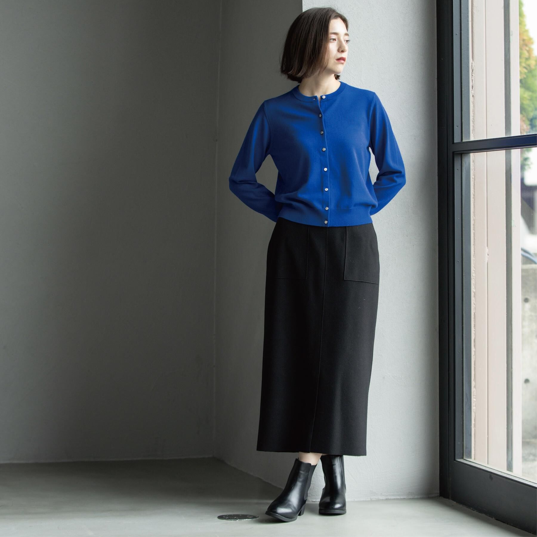 OPAQUE.CLIP「クルーニットカーディガン/エクストラファインメリノウール【THEシリーズ/洗濯機OK】」|カーディガン|