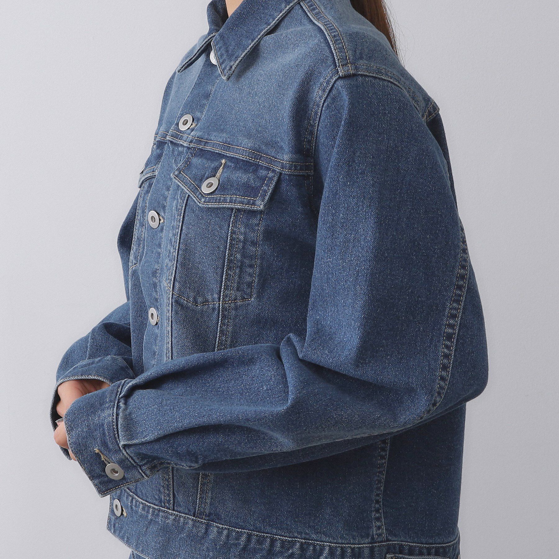 OPAQUE.CLIP「ストレッチデニムジャケット/オーガニックコットン混【洗濯機洗い可】」|デニムジャケット|