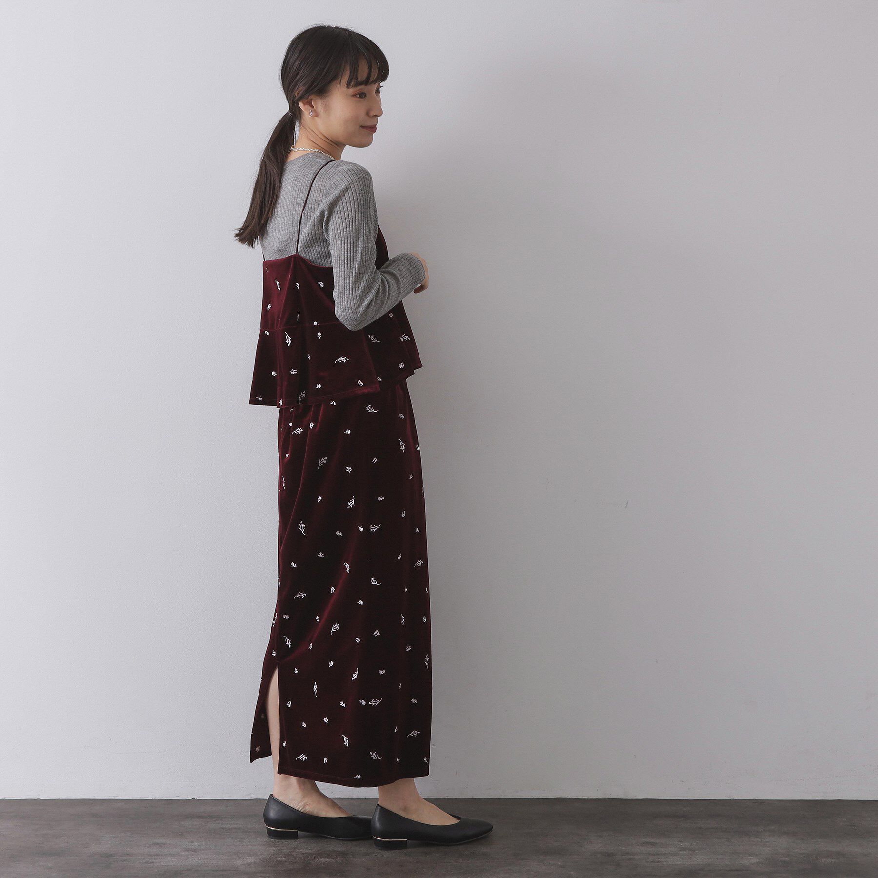 OPAQUE.CLIP「ベロアナロースカート/セットアップ対応可【洗濯機OK】」|スカート|