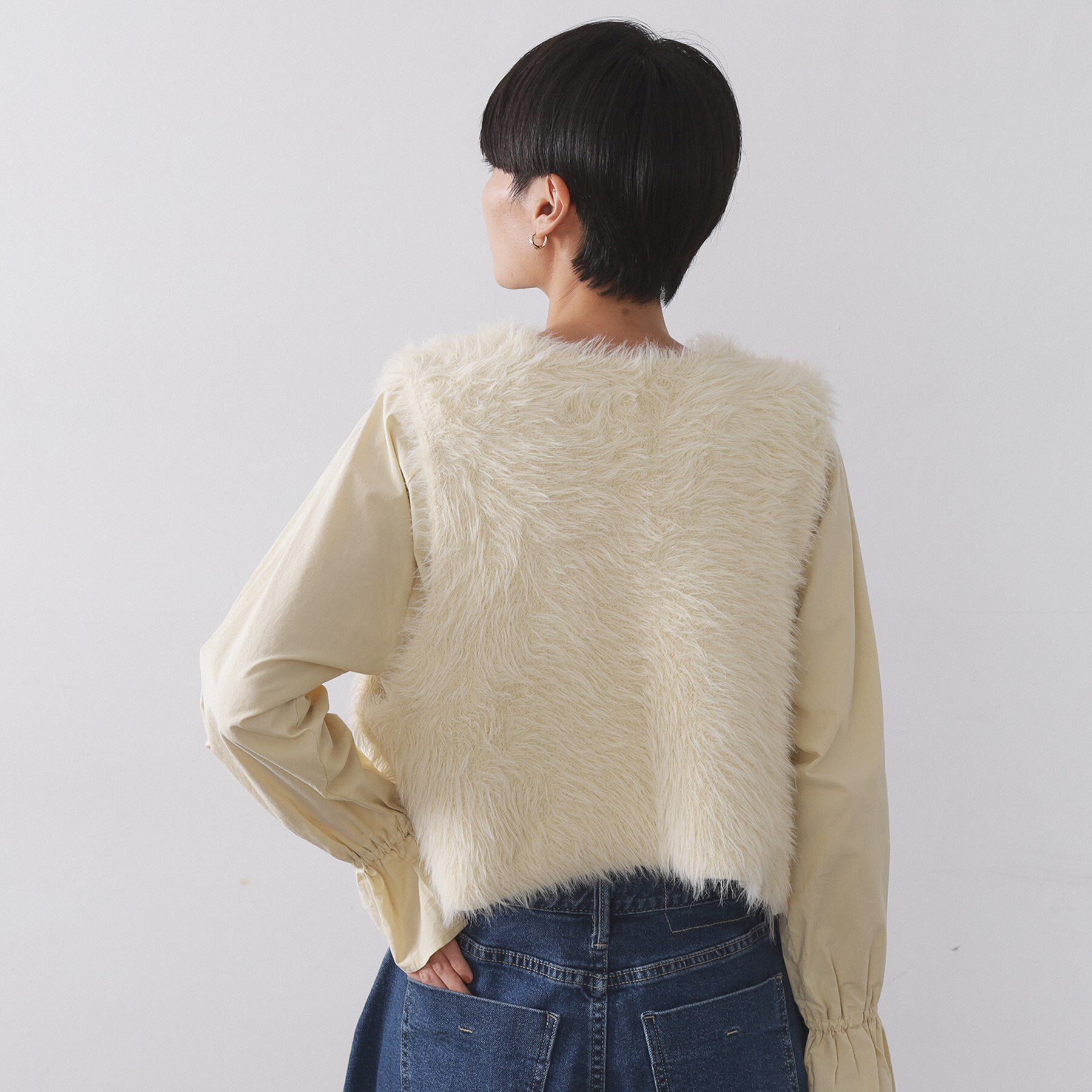 OPAQUE.CLIP「《andGIRL掲載》シャギーニット ショートベスト【洗濯機OK】」|ベスト・ジレ|