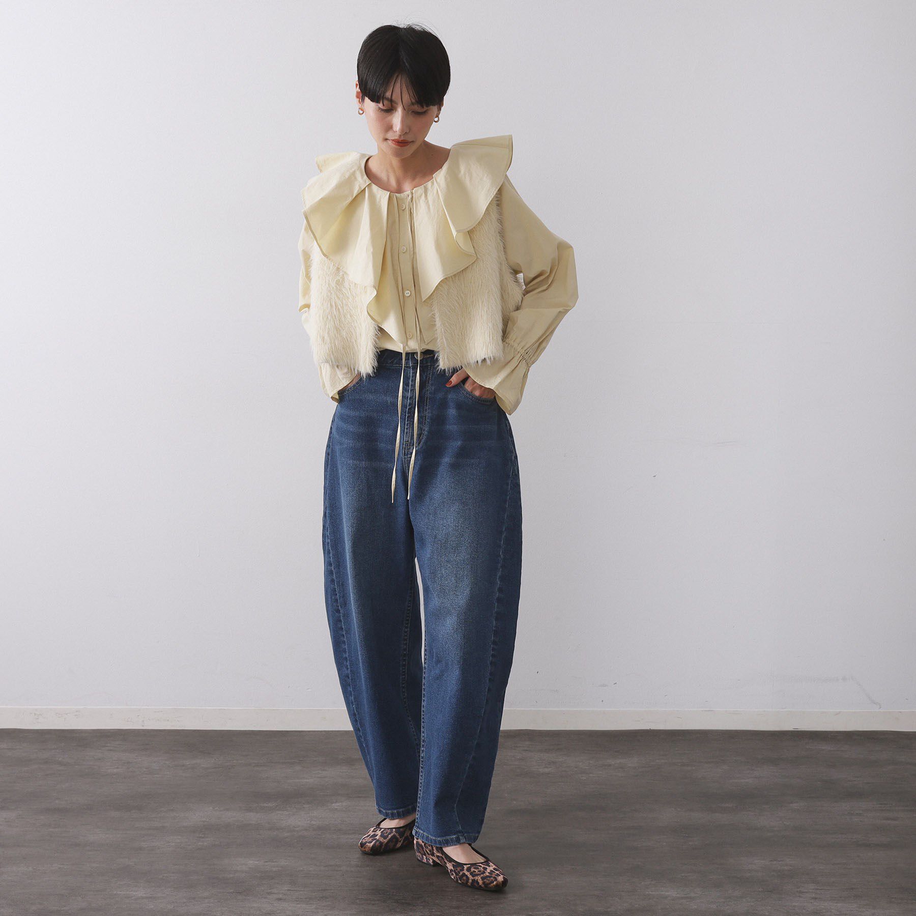 OPAQUE.CLIP「《andGIRL掲載》シャギーニット ショートベスト【洗濯機OK】」|ベスト・ジレ|