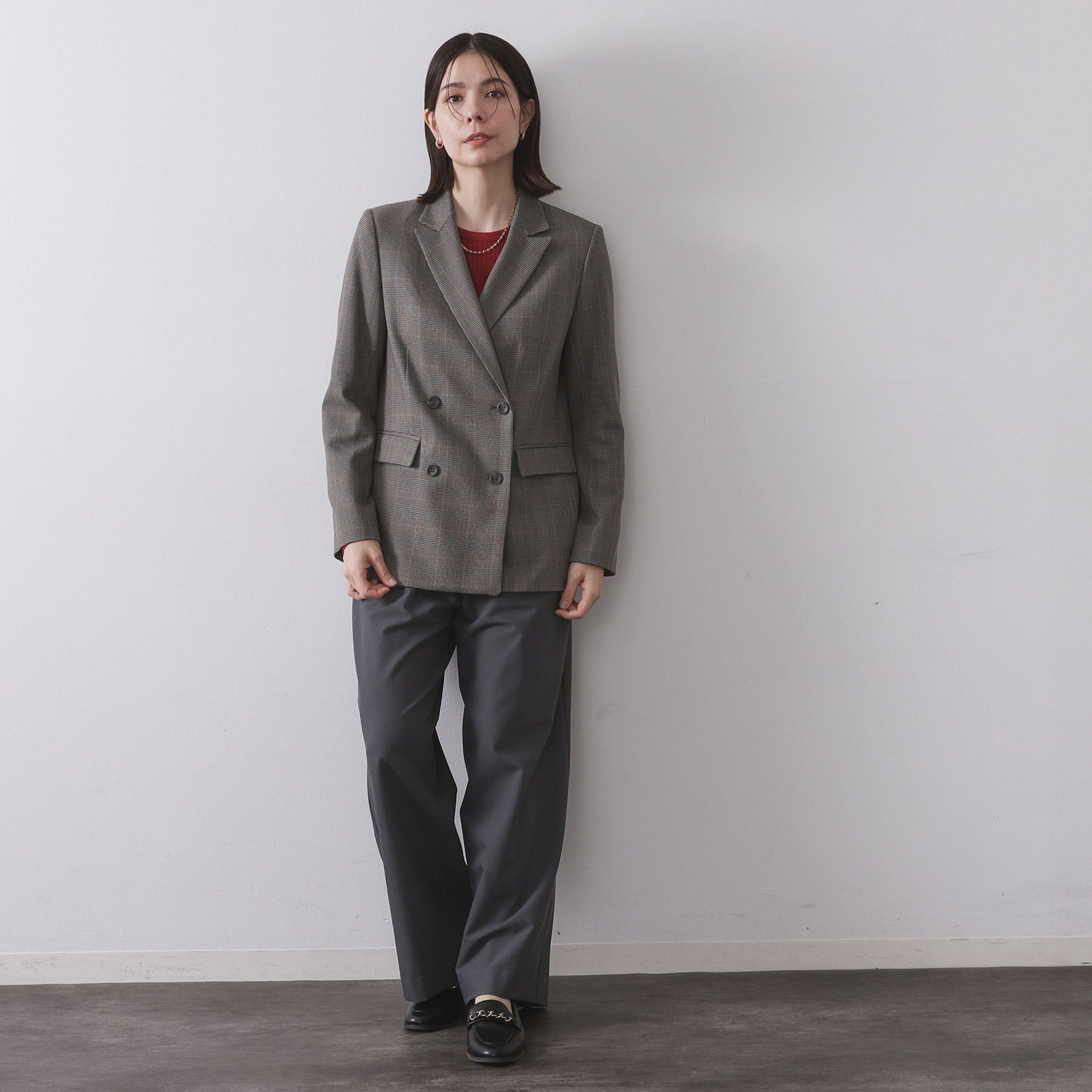 OPAQUE.CLIP「グレンチェックダブルジャケット/セットアップ対応可【洗える】」|テーラードジャケット|