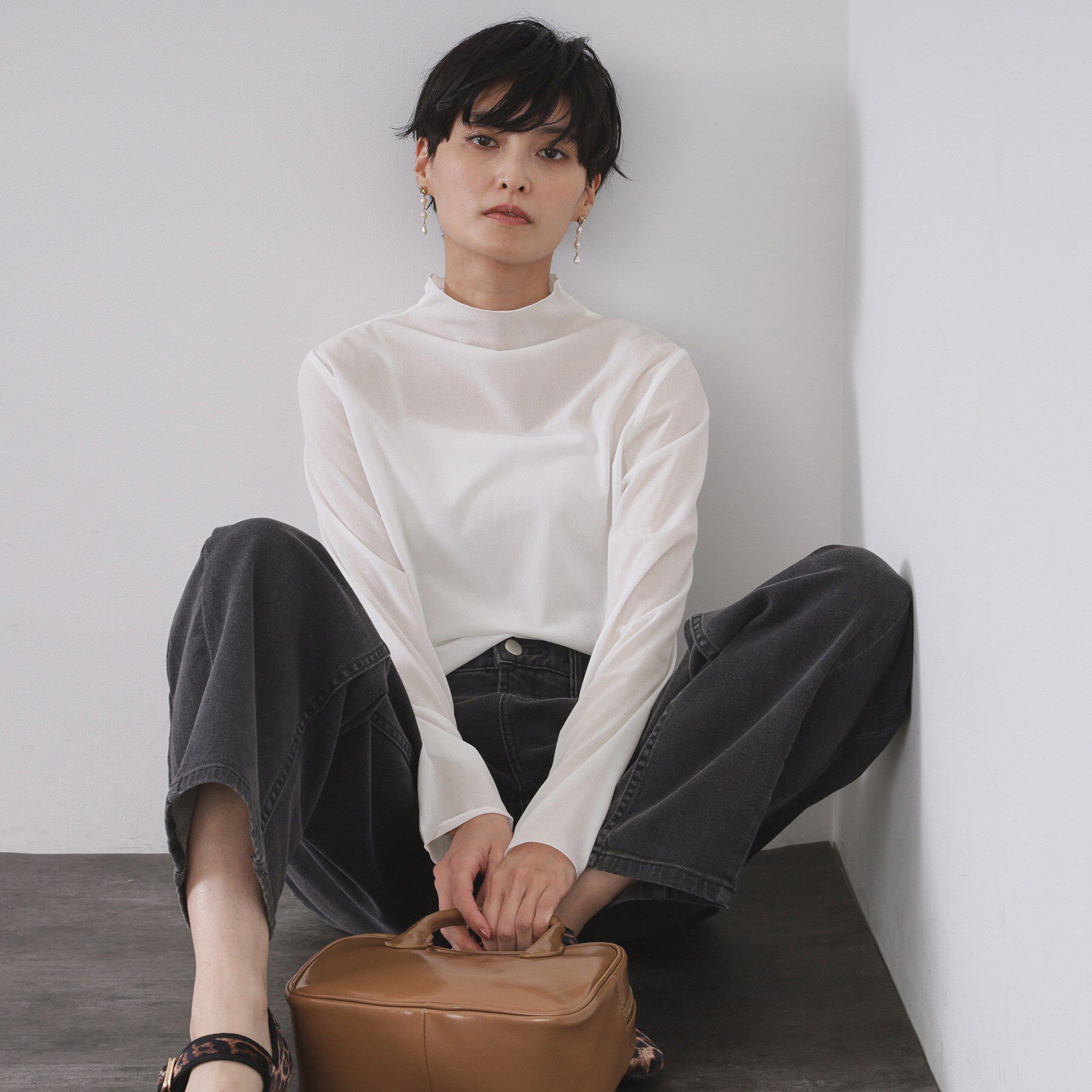 OPAQUE.CLIP「シアーハイネックトップス【洗濯機OK】」|Tシャツ・カットソー|