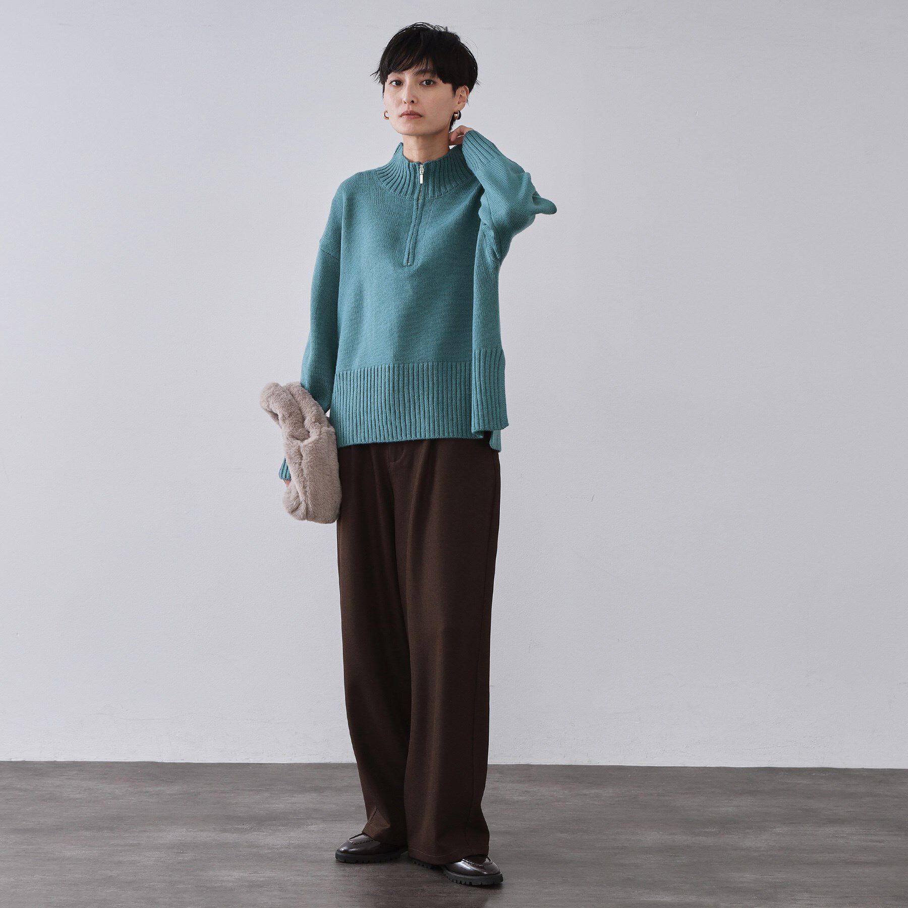 OPAQUE.CLIP「ハーフジップミドルゲージニット【洗濯機OK】」|ニット・セーター|