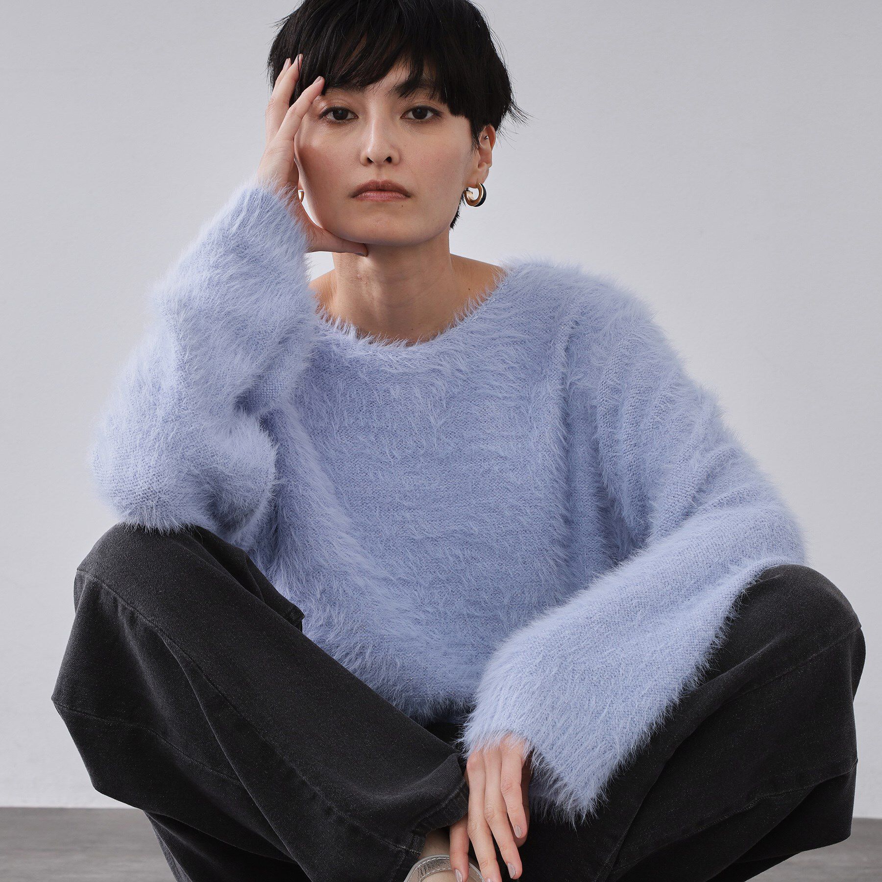 OPAQUE.CLIP「ラメシャギーニット【洗濯機OK】」|ニット・セーター|ラベンダー(680)