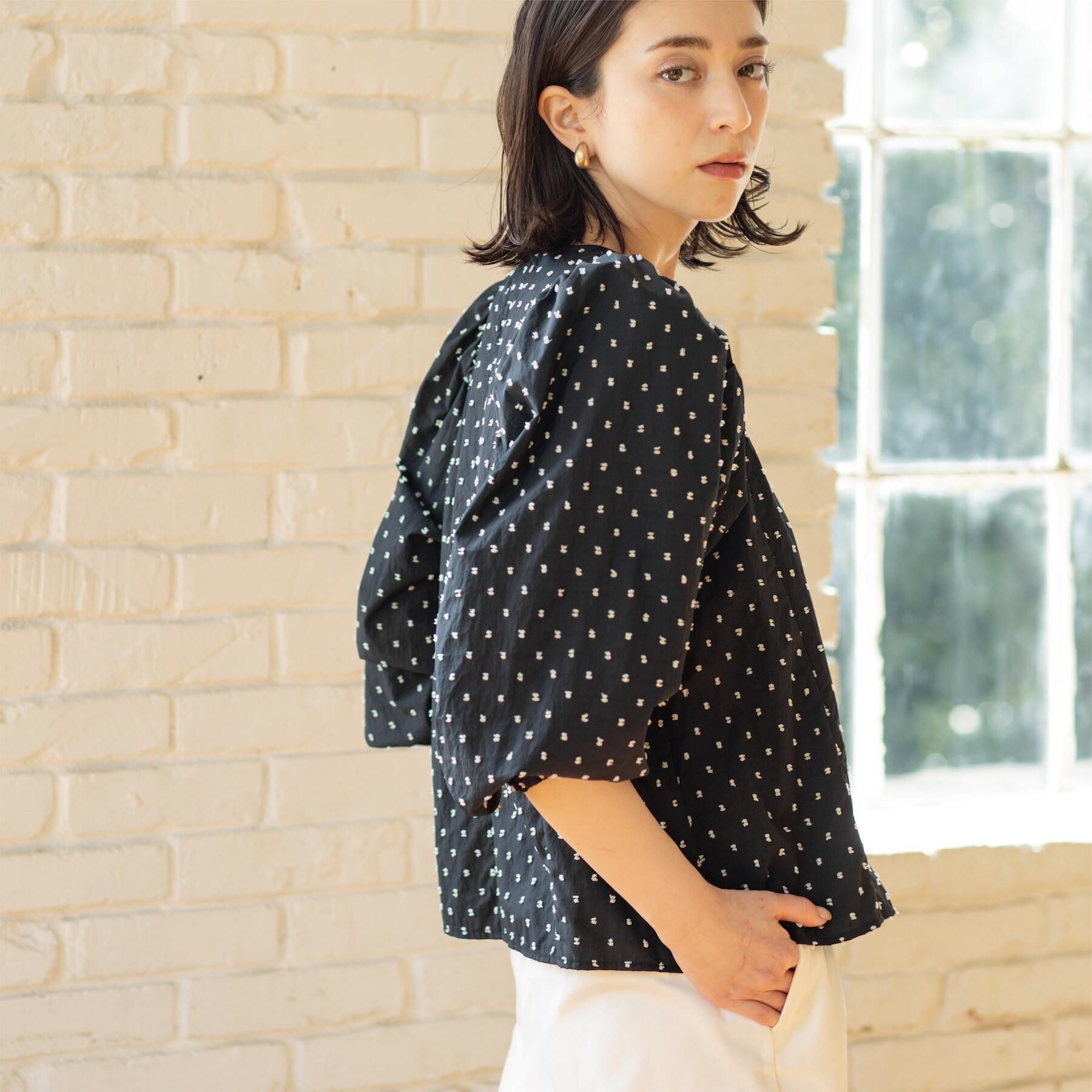 OPAQUE.CLIP「ドビードットパフスリーブブラウス【洗濯機OK】」|シャツ・ブラウス|