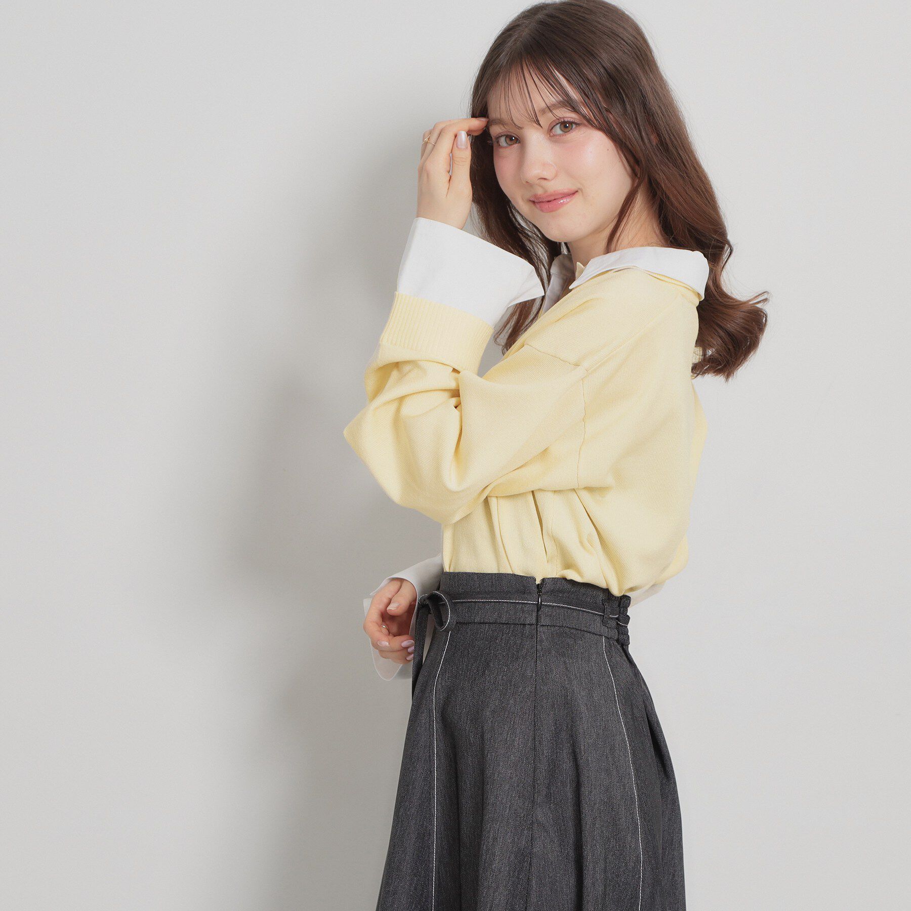 Couture broach「布帛ドッキングプルオーバー」|ニット・セーター|