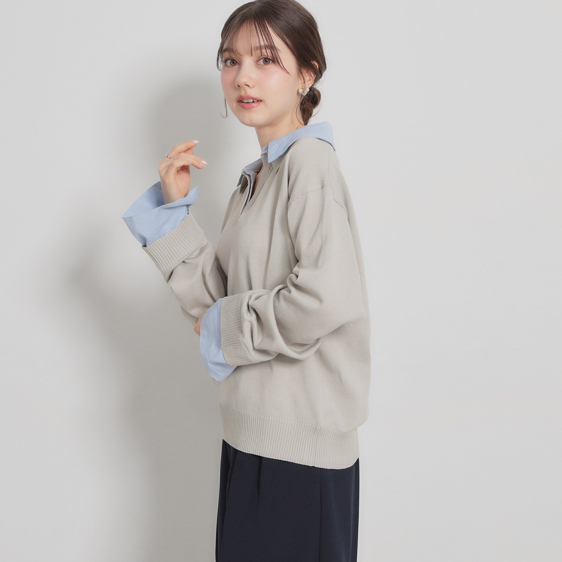 Couture broach「布帛ドッキングプルオーバー」|ニット・セーター|
