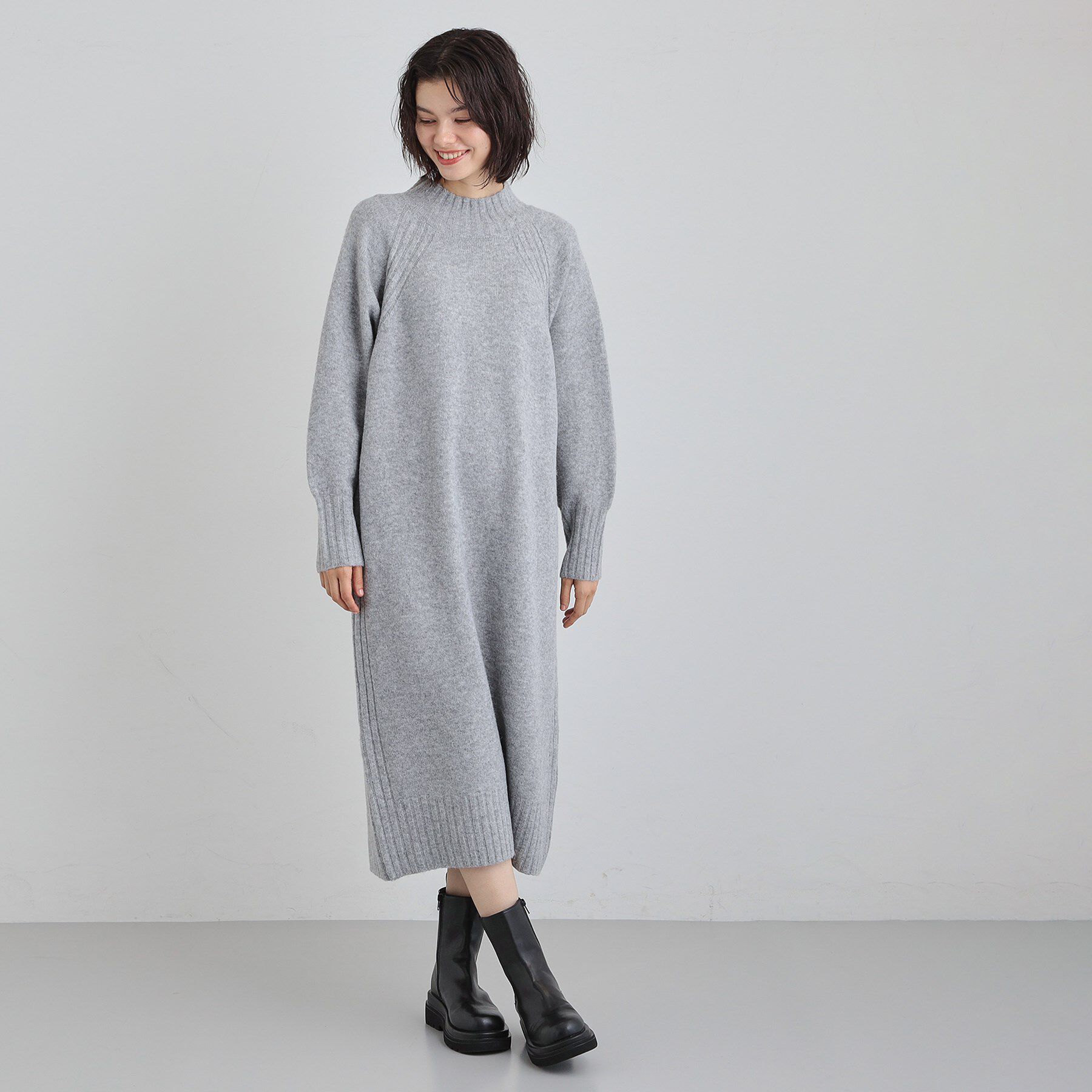 THE SHOP TK「ウール混杢調ハイネックワンピース」|ワンピース|