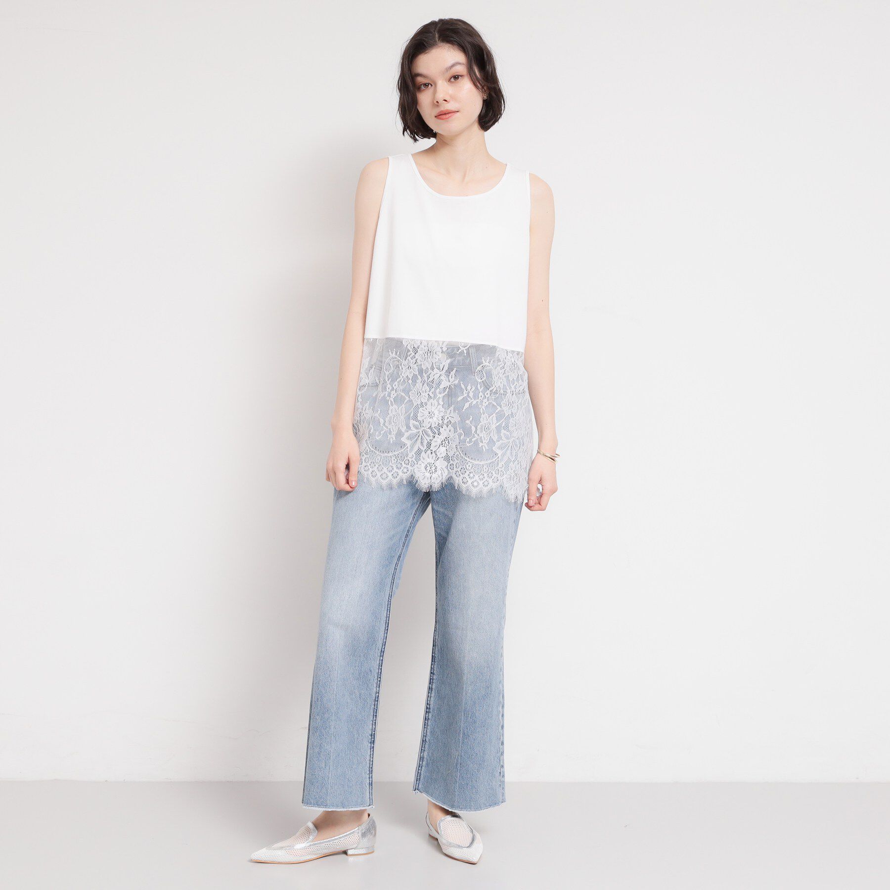 THE SHOP TK「【人気アイテム】裾レースタンクトップ」|キャミソール|