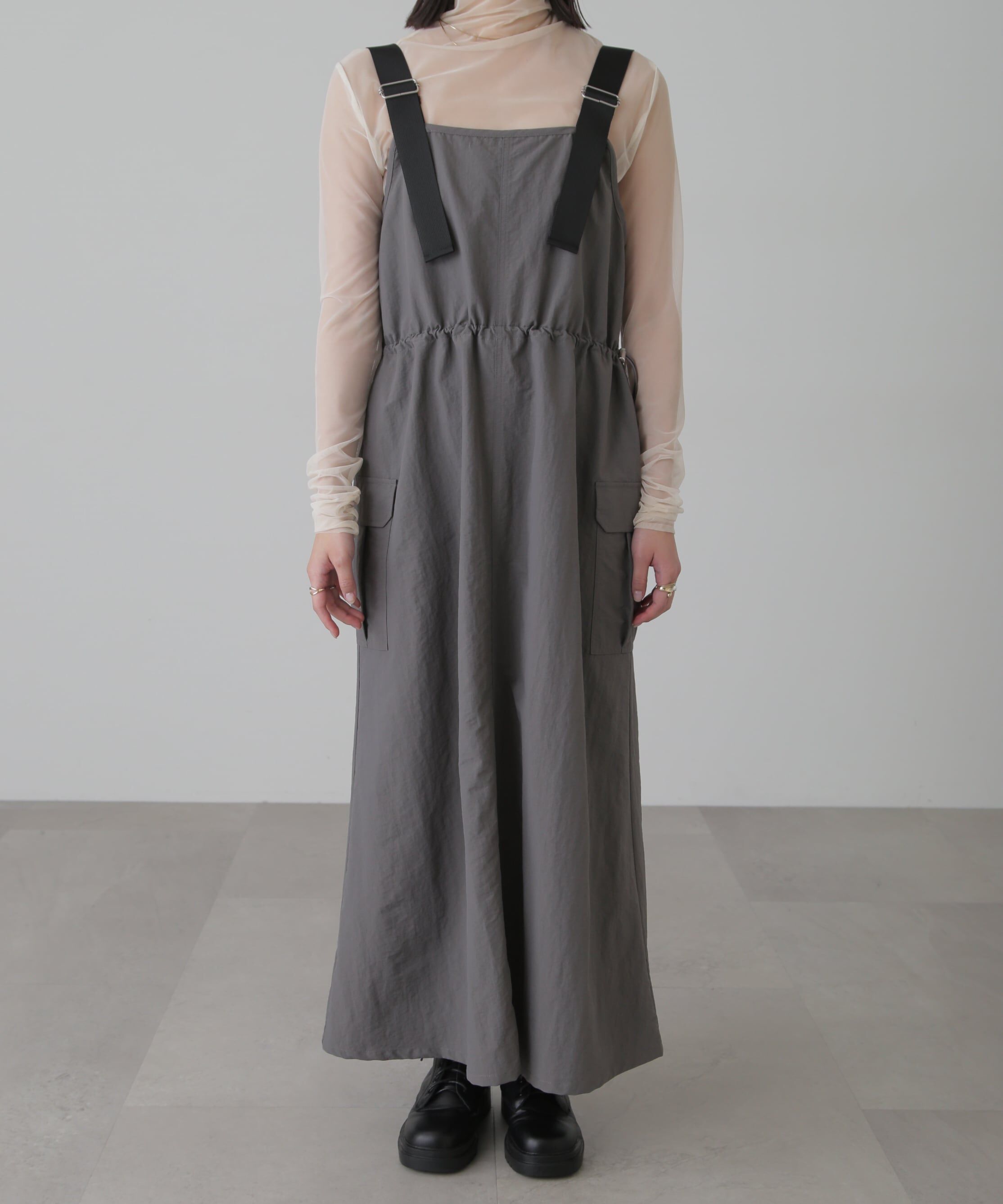  「ウエストドロストナイロンジャンパースカート」|ワンピース|