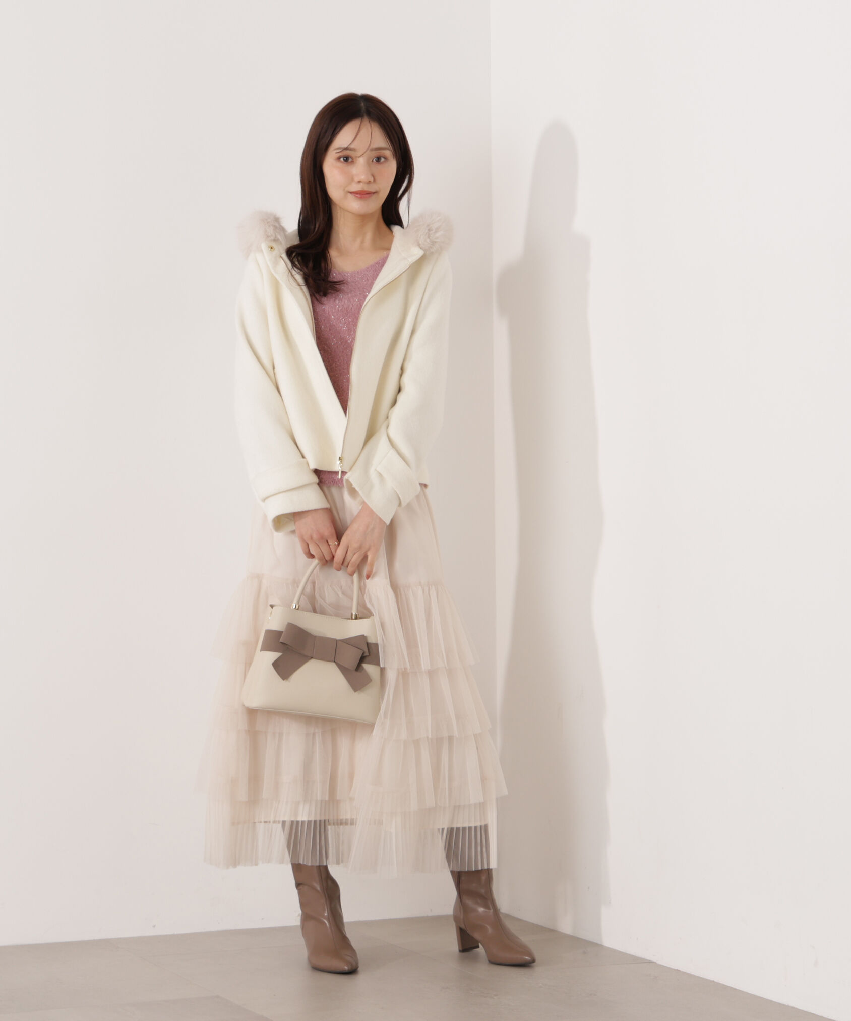 PROPORTION BODY DRESSING「モッサフードフェイクファーショートコート 25AW」|ブルゾン・スタジャン|