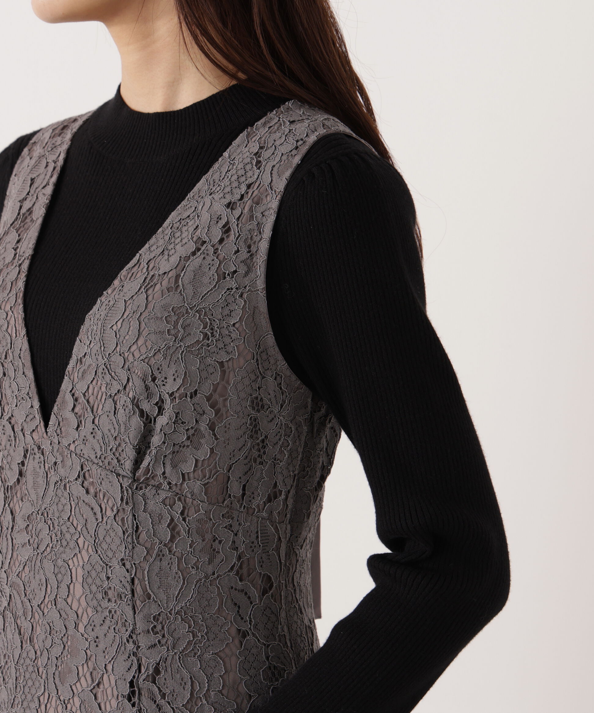 PROPORTION BODY DRESSING「Vネックレースジャンスカ 26SS」|ワンピース|