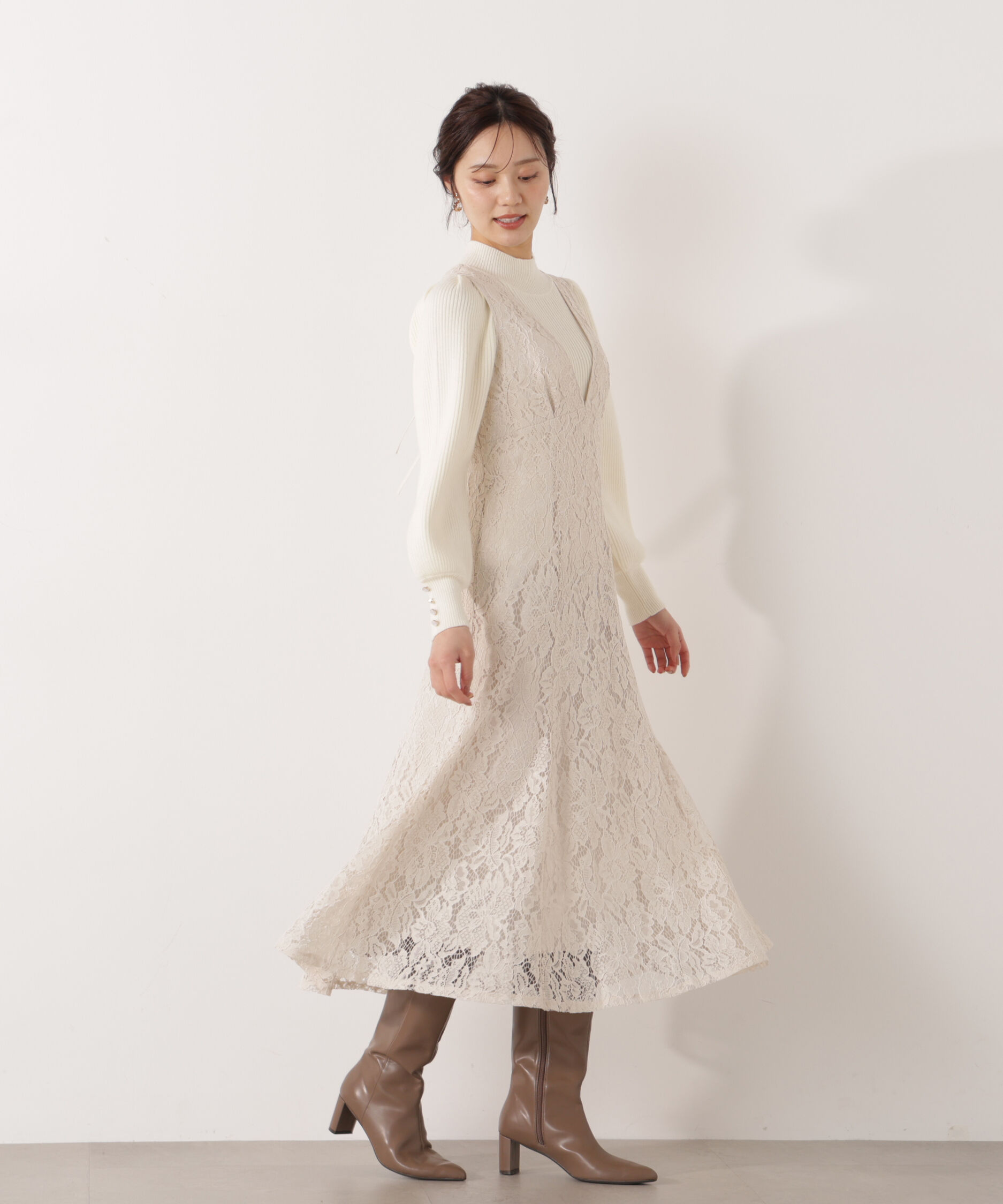 PROPORTION BODY DRESSING「Vネックレースジャンスカ 26SS」|ワンピース|