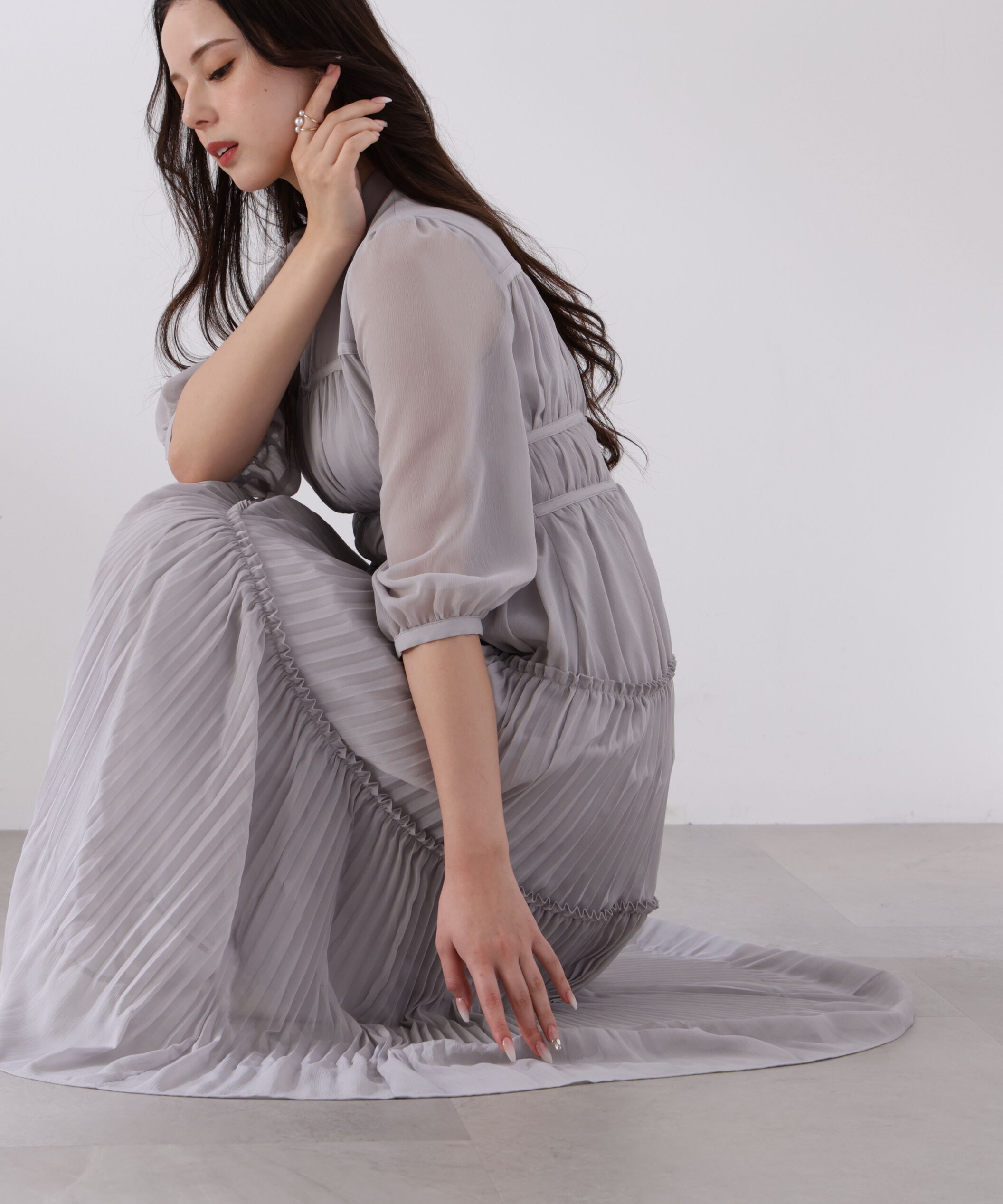 PROPORTION BODY DRESSING「＜L＞ピンタックロングワンピース　26SS」|ワンピース|グレー