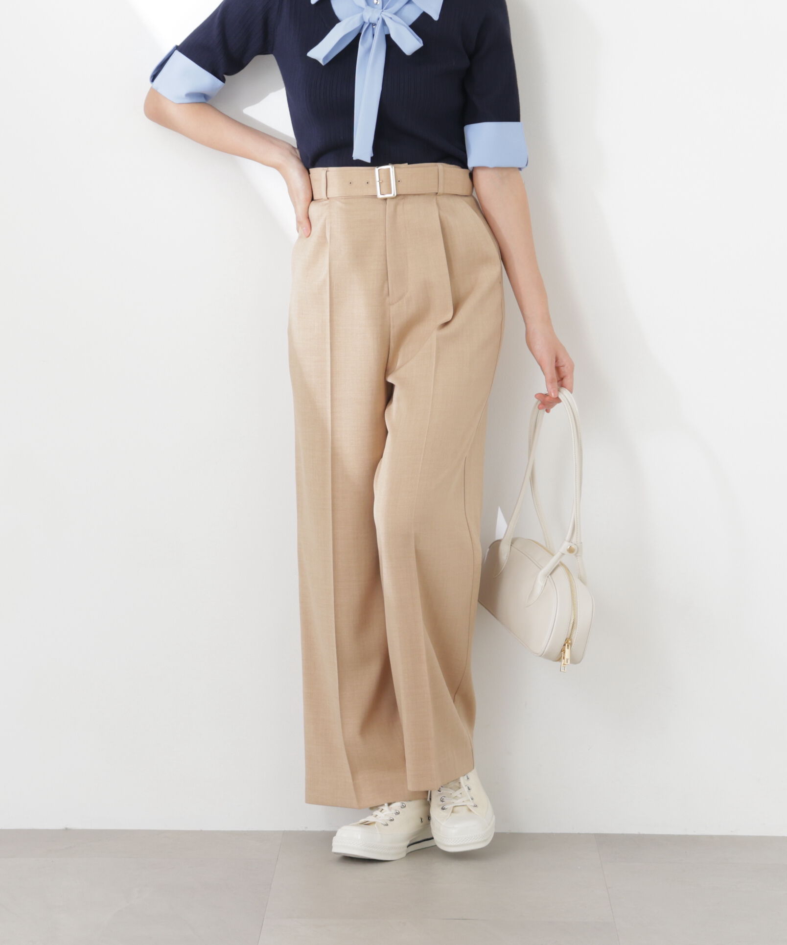 PROPORTION BODY DRESSING「＜ウォッシャブル＞ベルト付きタックワイドパンツ　26SS」|その他|