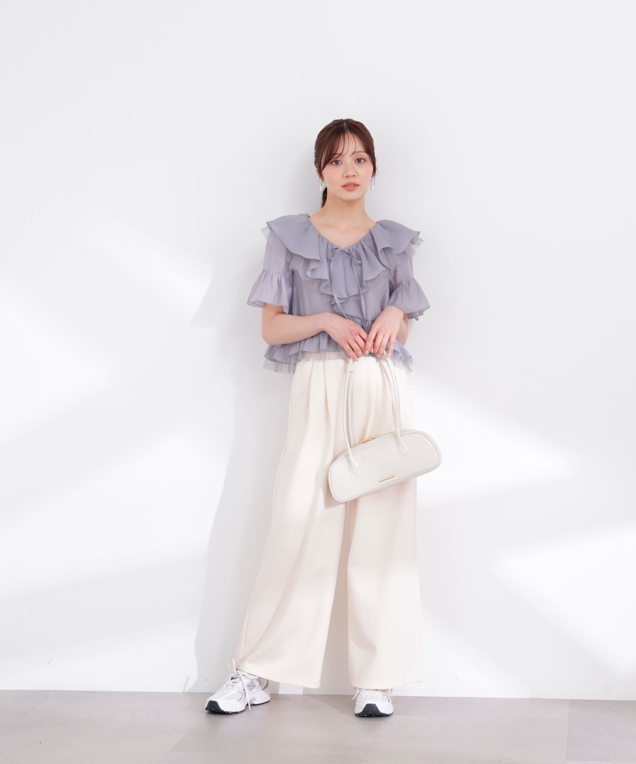 PROPORTION BODY DRESSING「チュール付きラッフルブラウス 26SS」|シャツ・ブラウス|