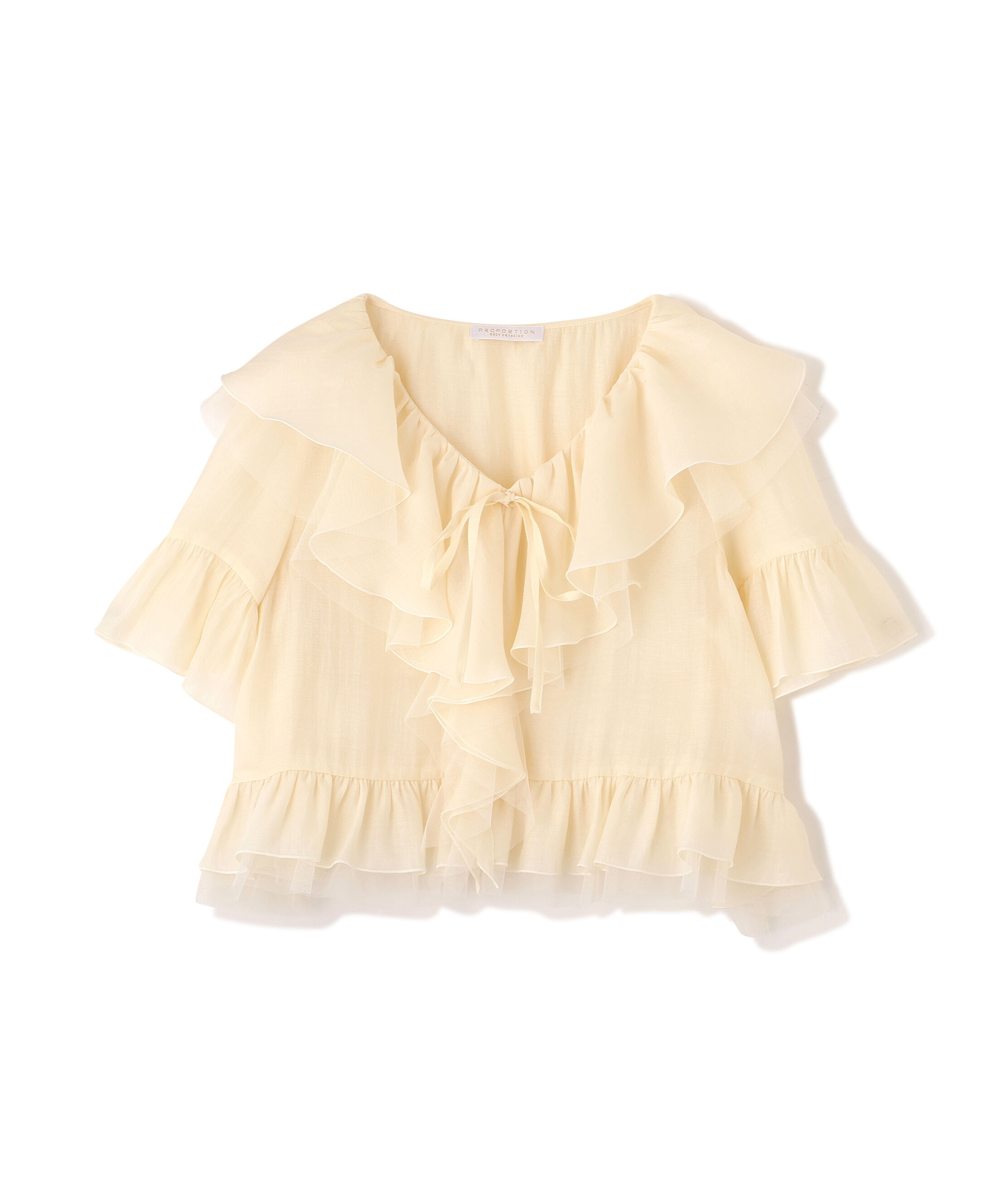 PROPORTION BODY DRESSING「チュール付きラッフルブラウス 26SS」|シャツ・ブラウス|