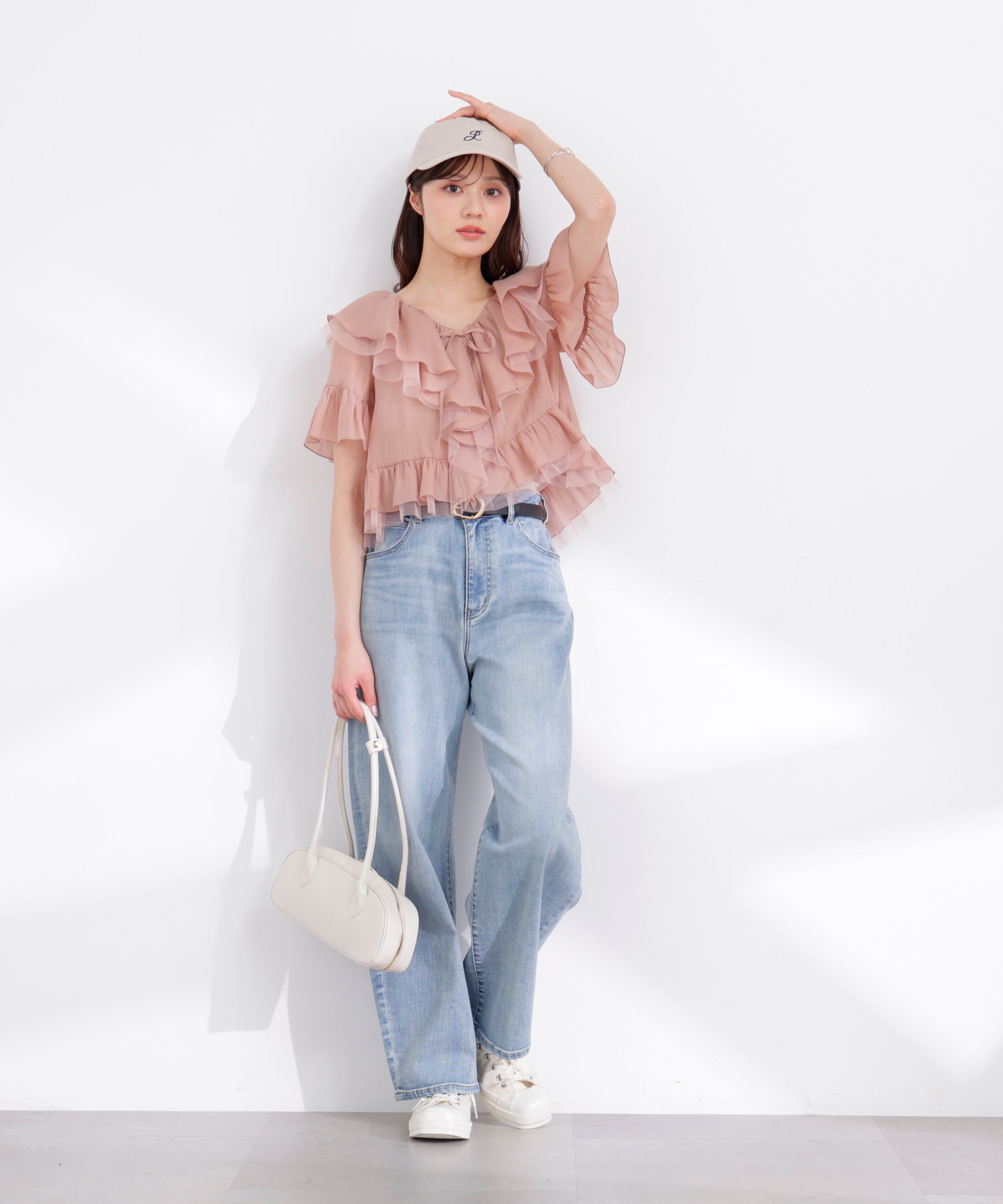 PROPORTION BODY DRESSING「チュール付きラッフルブラウス 26SS」|シャツ・ブラウス|