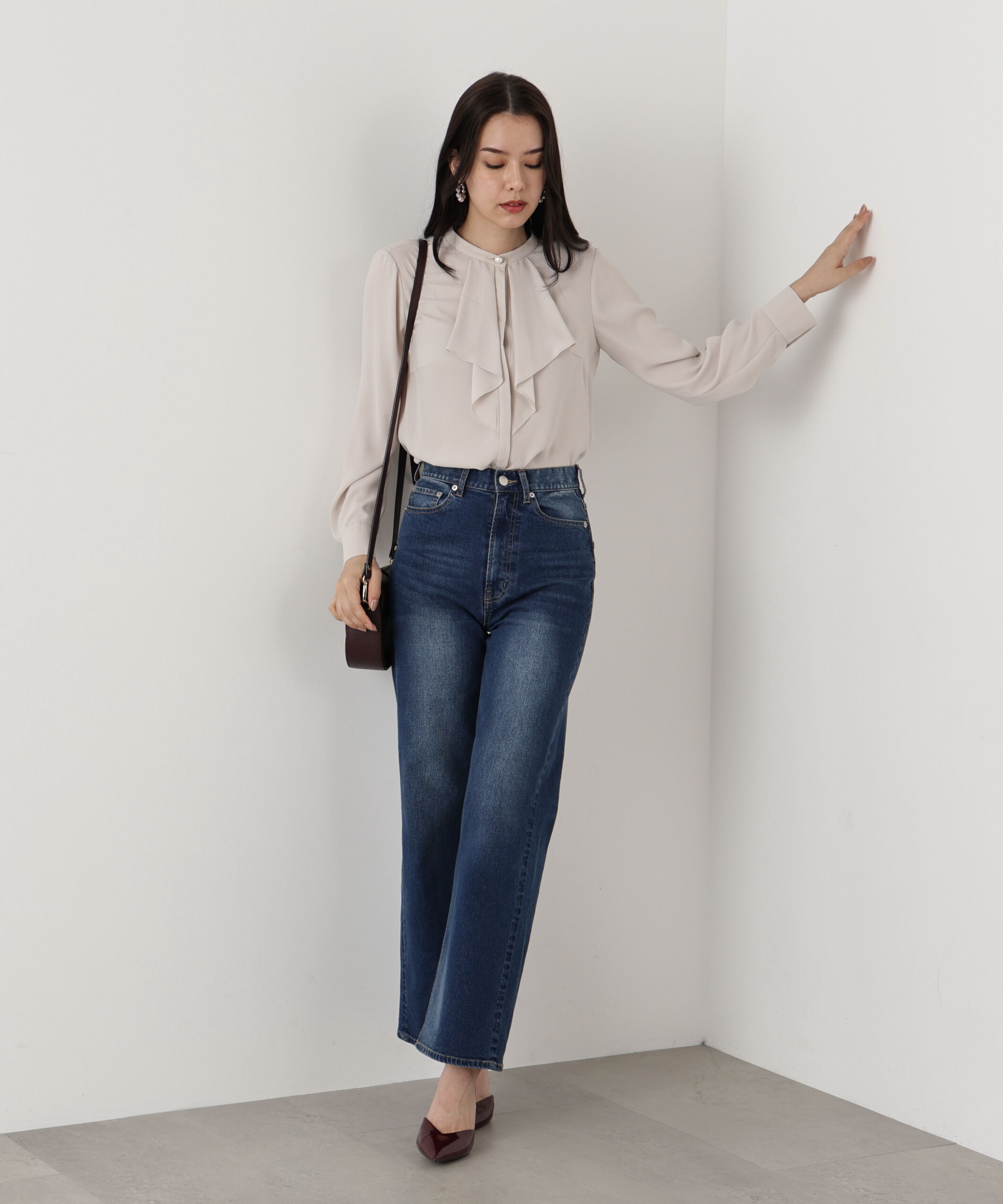  「◆フロントラッフルパール釦ブラウス」|シャツ・ブラウス|