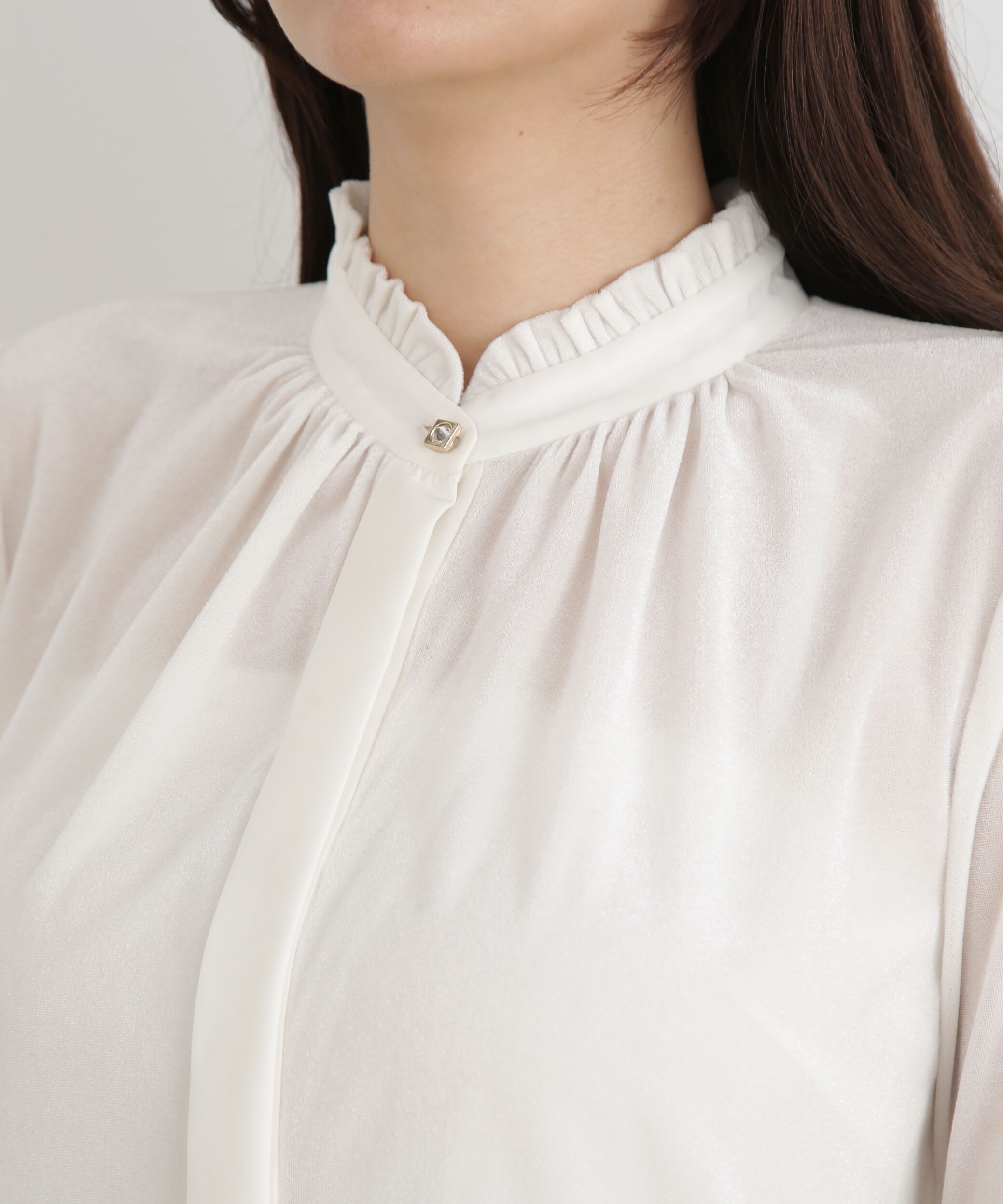  「◆ベルベットコンビギャザーブラウス」|シャツ・ブラウス|