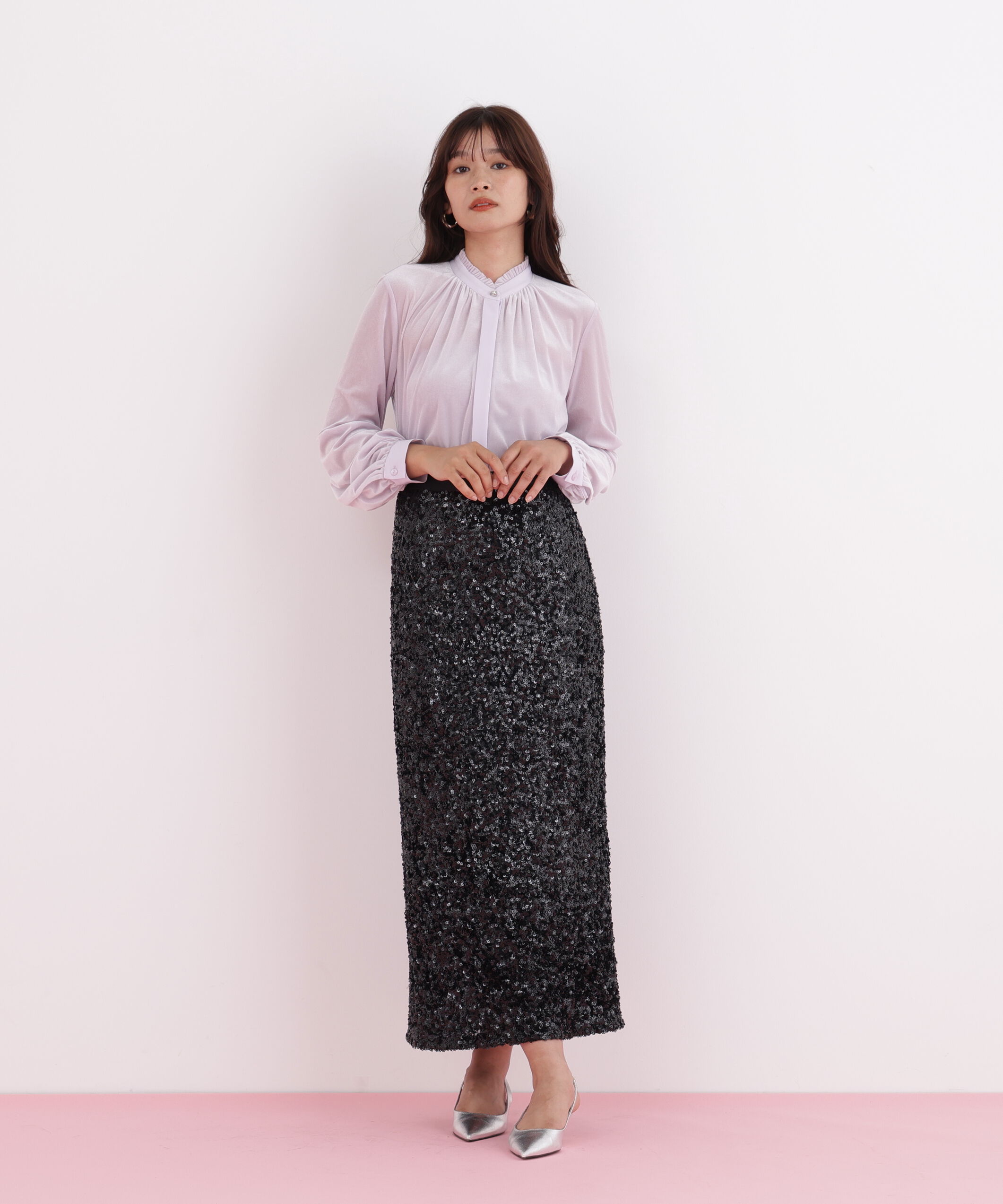  「◆ベルベットコンビギャザーブラウス」|シャツ・ブラウス|