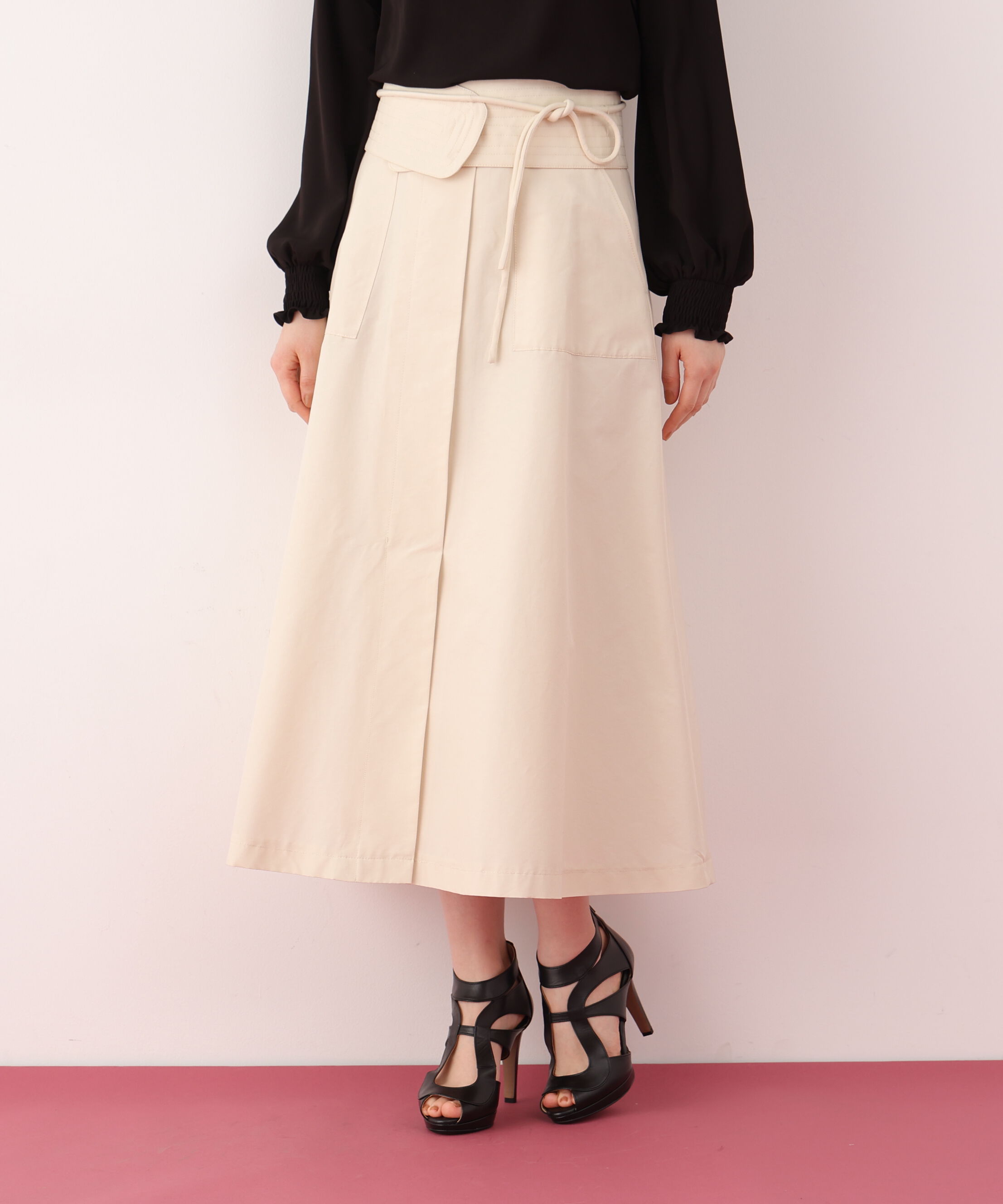  「ステッチベルトフレアースカート」|スカート|