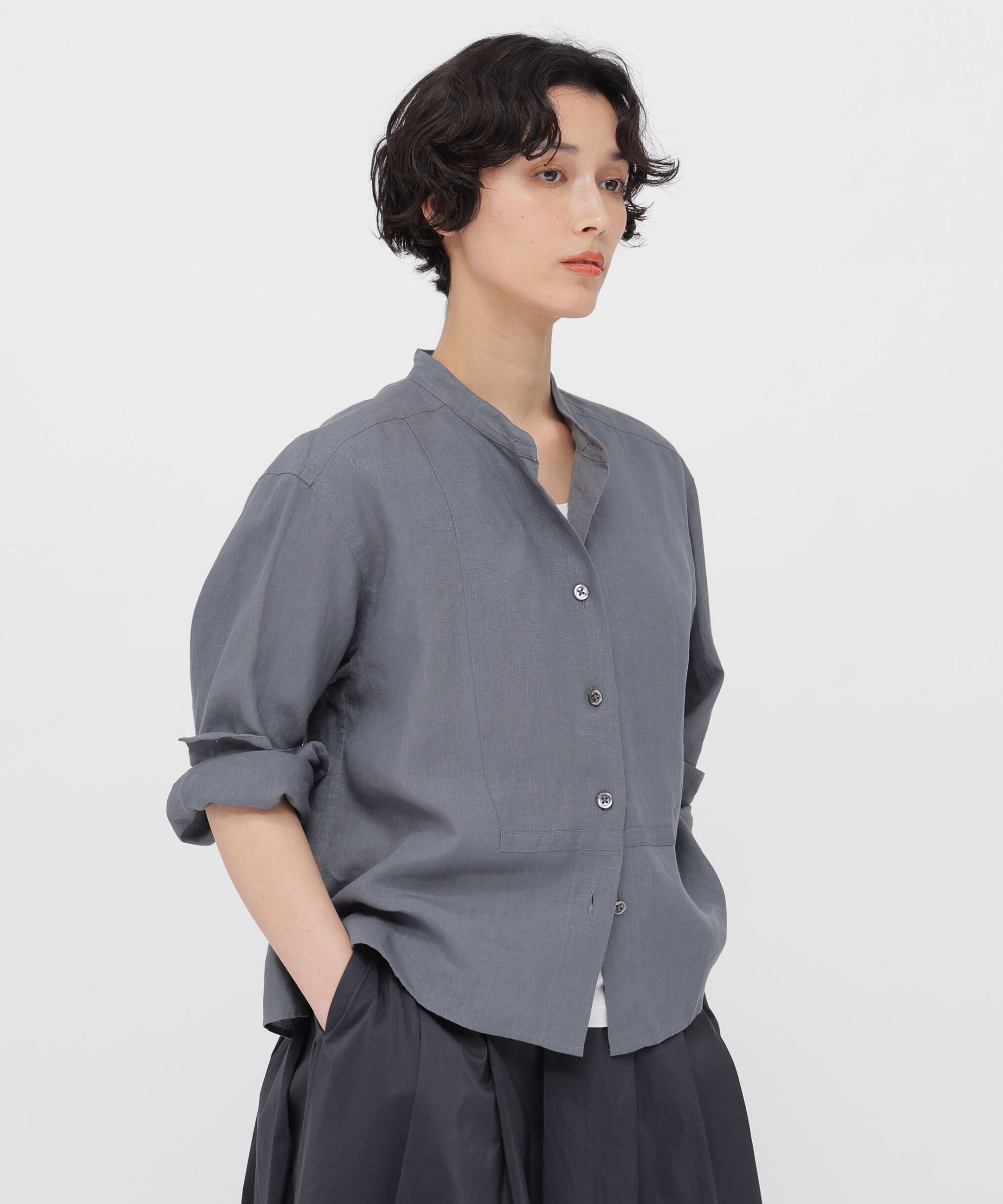  「SHIRTING LINEN SHIRT」|シャツ・ブラウス|CHARCOAL3