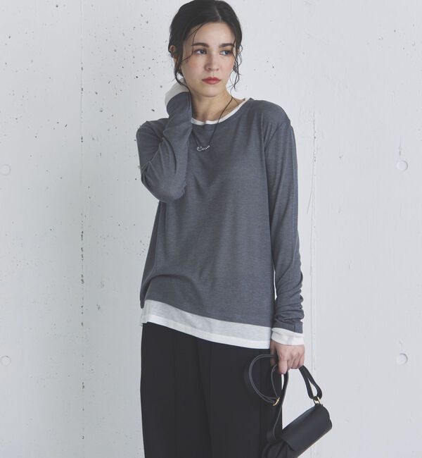 Doux archives「レイヤード風ロンＴｅｅ」|Tシャツ・カットソー|CHARCOAL GRAY