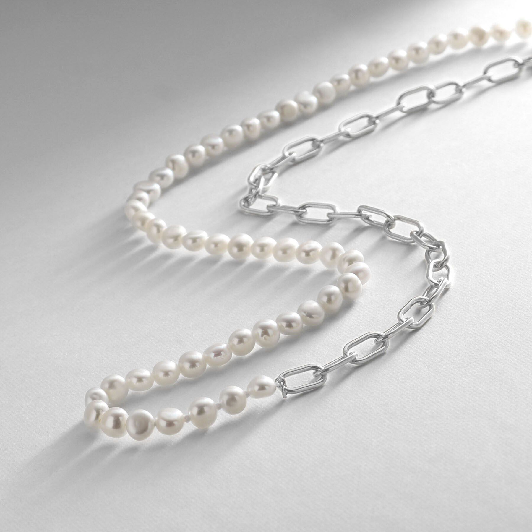 COCOSHNIK ONKITSCH「シルバー バロックパール ２Wayチェーンミックス ネックレス」|ネックレス|シルバー(606)