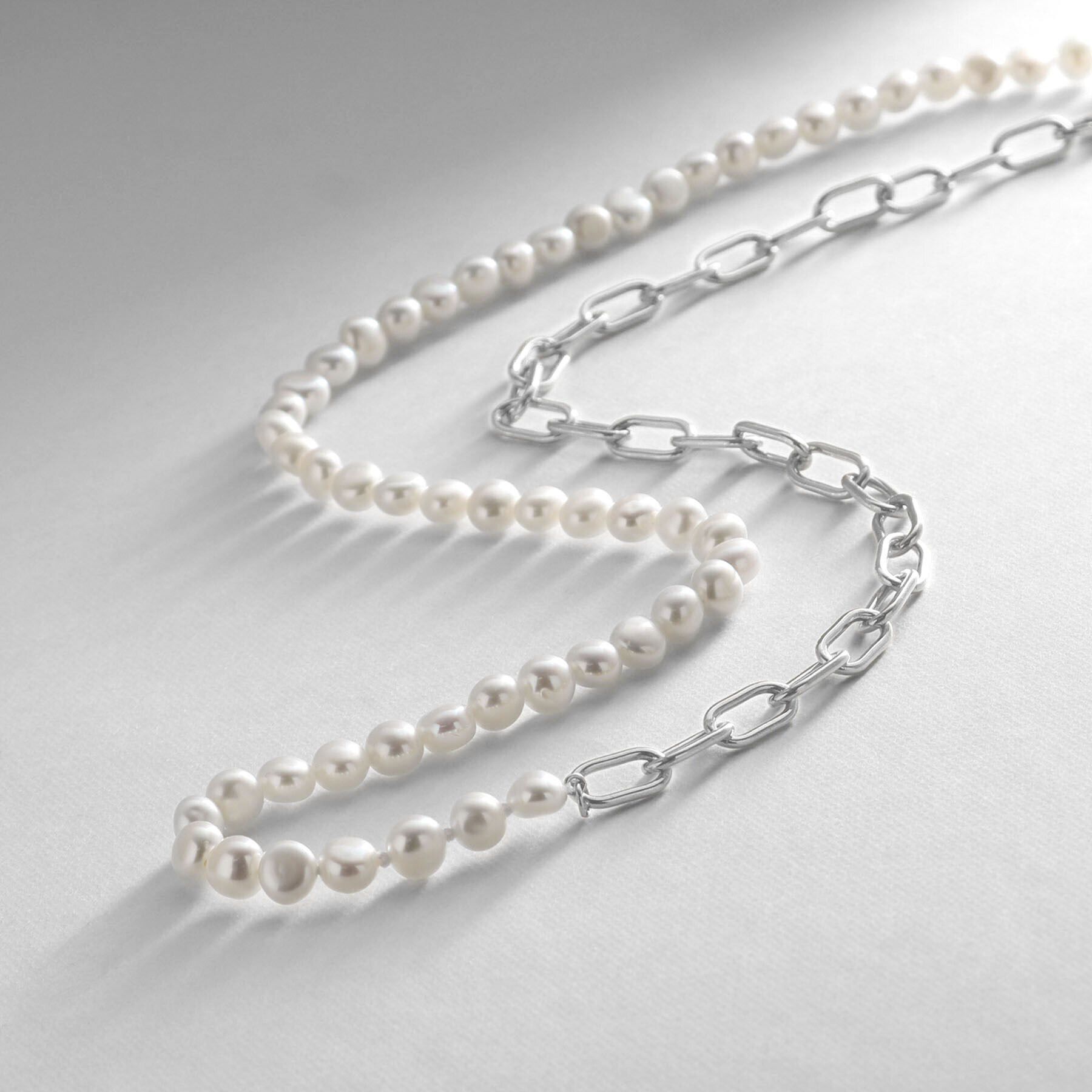 COCOSHNIK ONKITSCH「シルバー バロックパール ２Wayチェーンミックス ネックレス」|ネックレス|