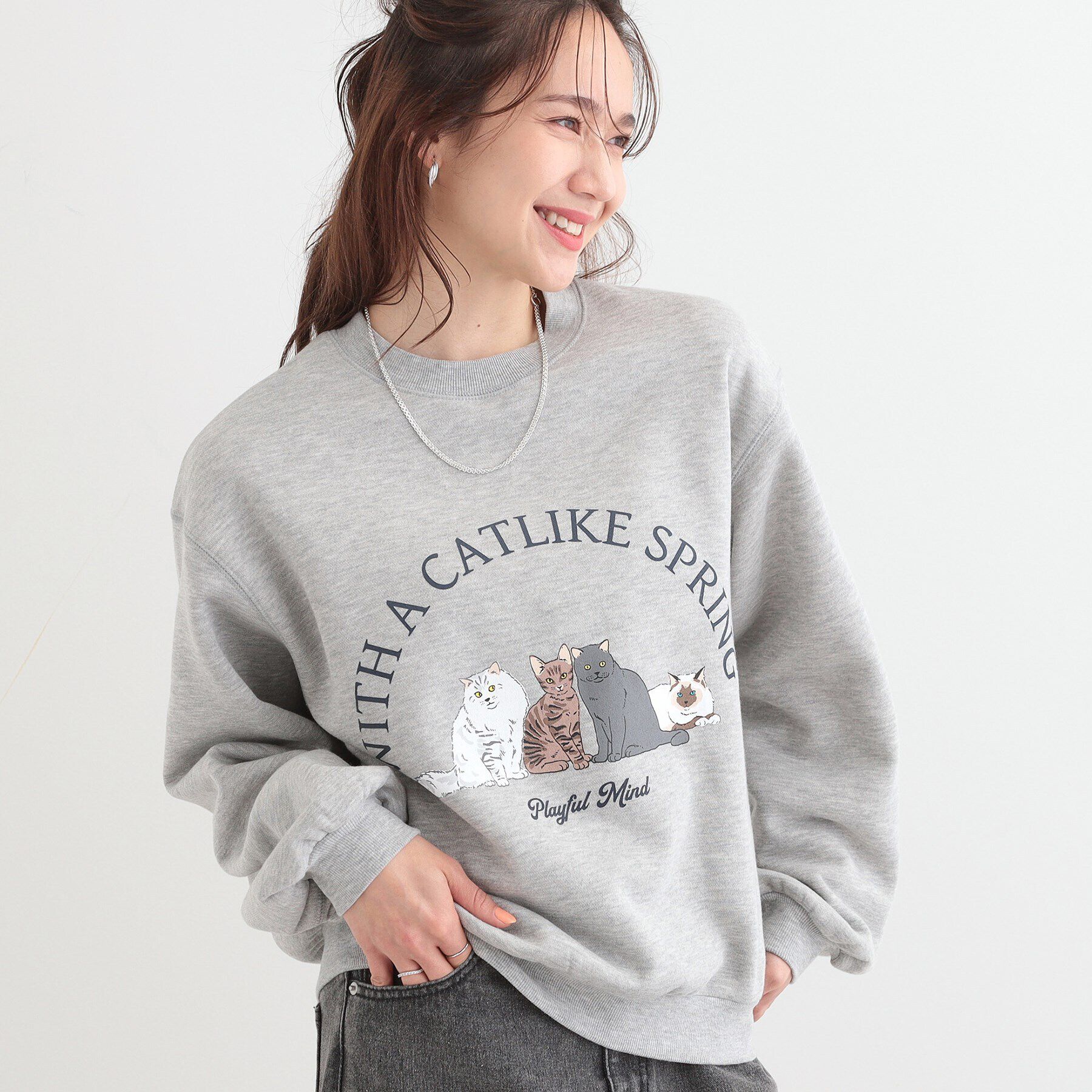 SHOO･LA･RUE「【あったか/S-LL】選べる2柄 裏起毛スウェット」|パーカー|グレー(212)