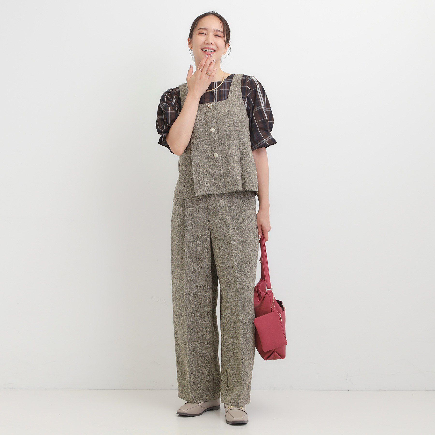 SHOO･LA･RUE「【2点セット】着るだけで決まる クラシカルなツイード調セットアップ」|スーツ|