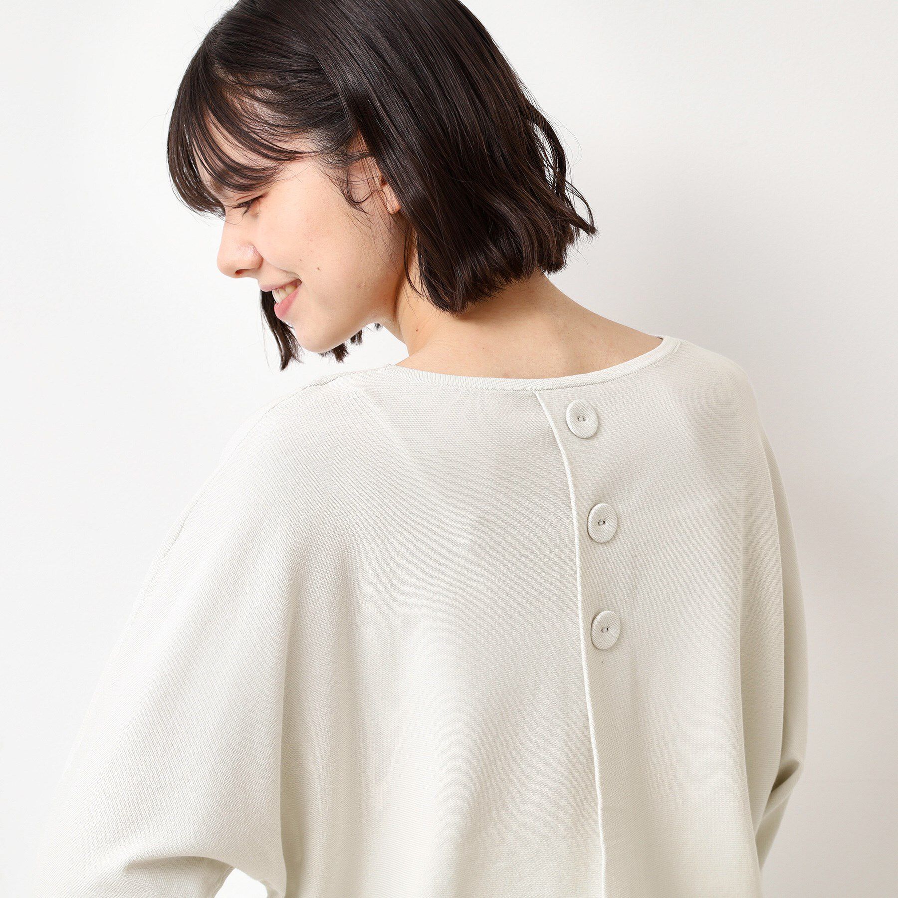 Dessin「【選べる7色展開・洗える】後ろボタンニットプルオーバー七分袖（XS～L）」|ニット・セーター|