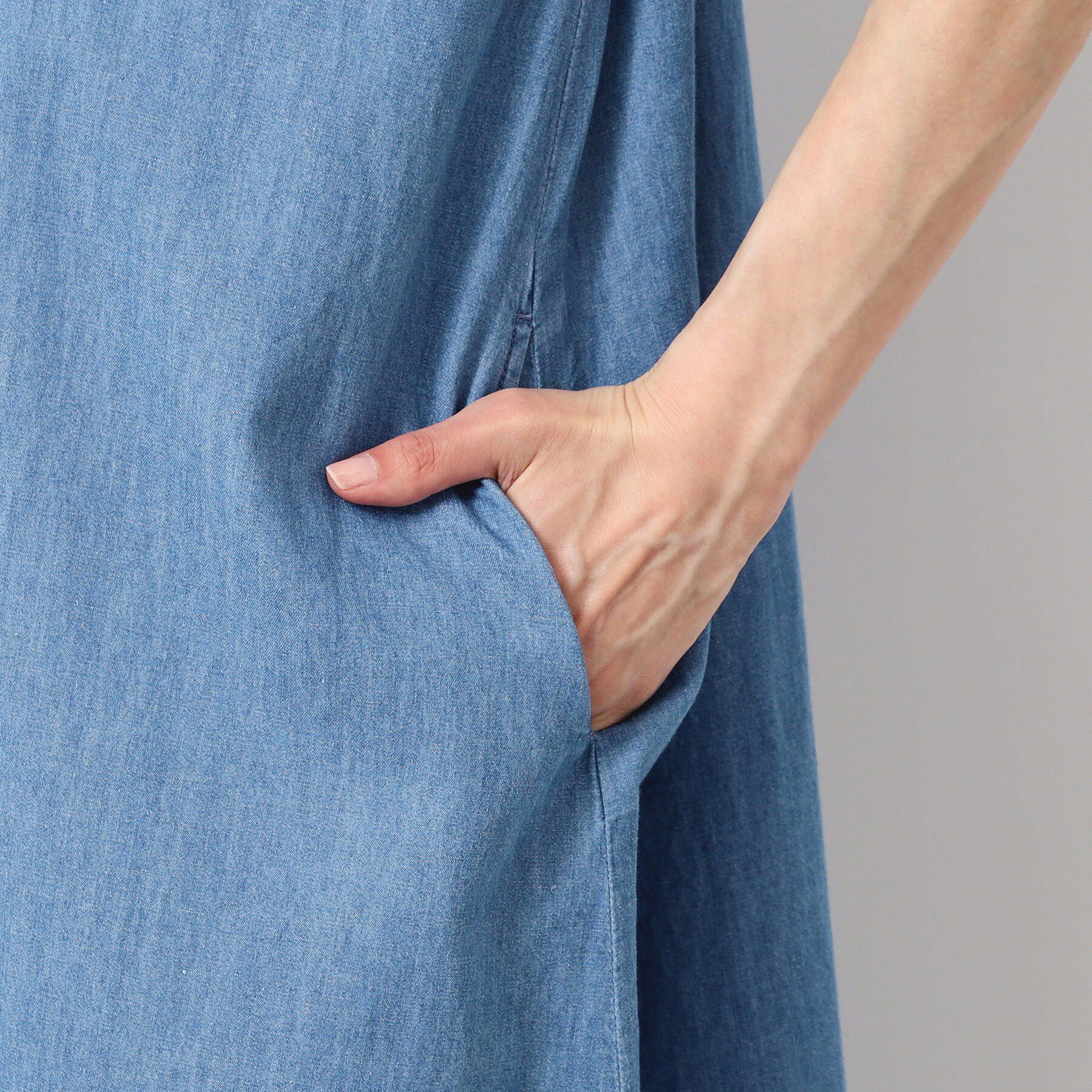 Dessin「【洗える】リネンブレンドデニム調シャツワンピース（S～L）」|ワンピース|